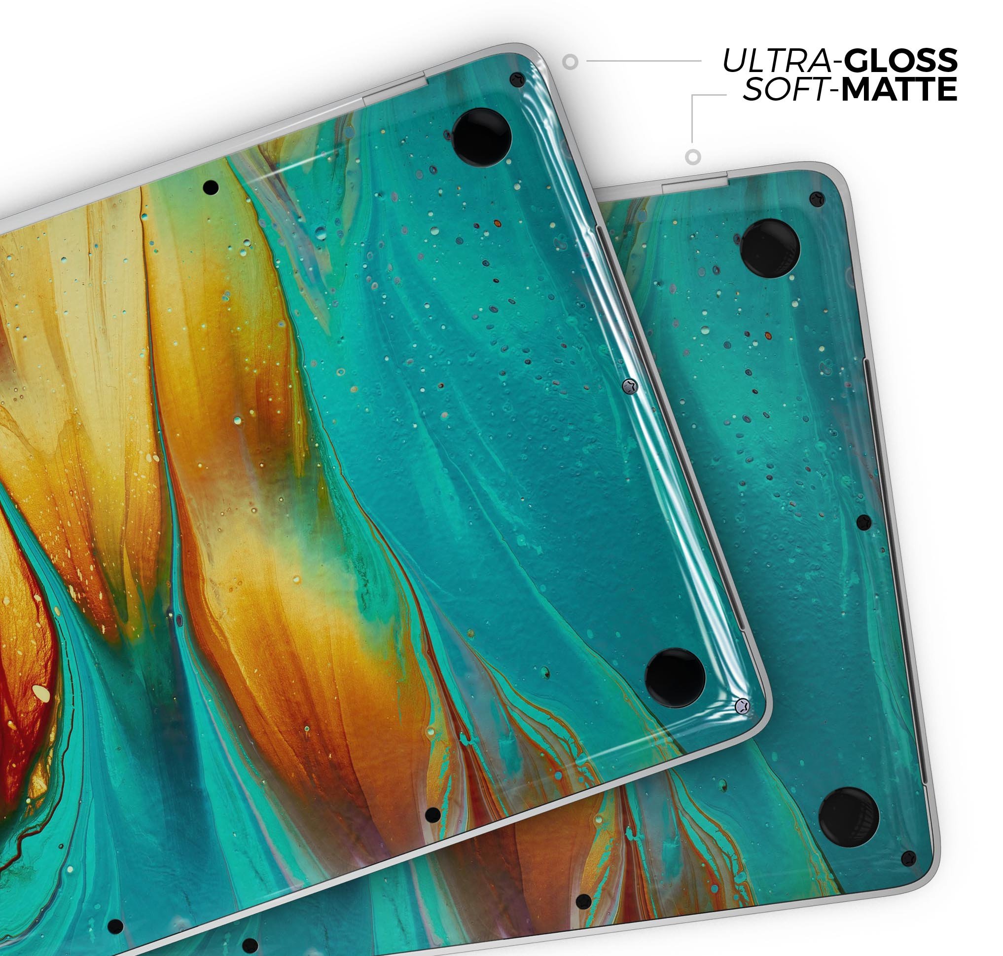 Liquid Abstract Paint V60 skin decal wrap kit for MacBook, showcasing vibrant colors and a sleek design.