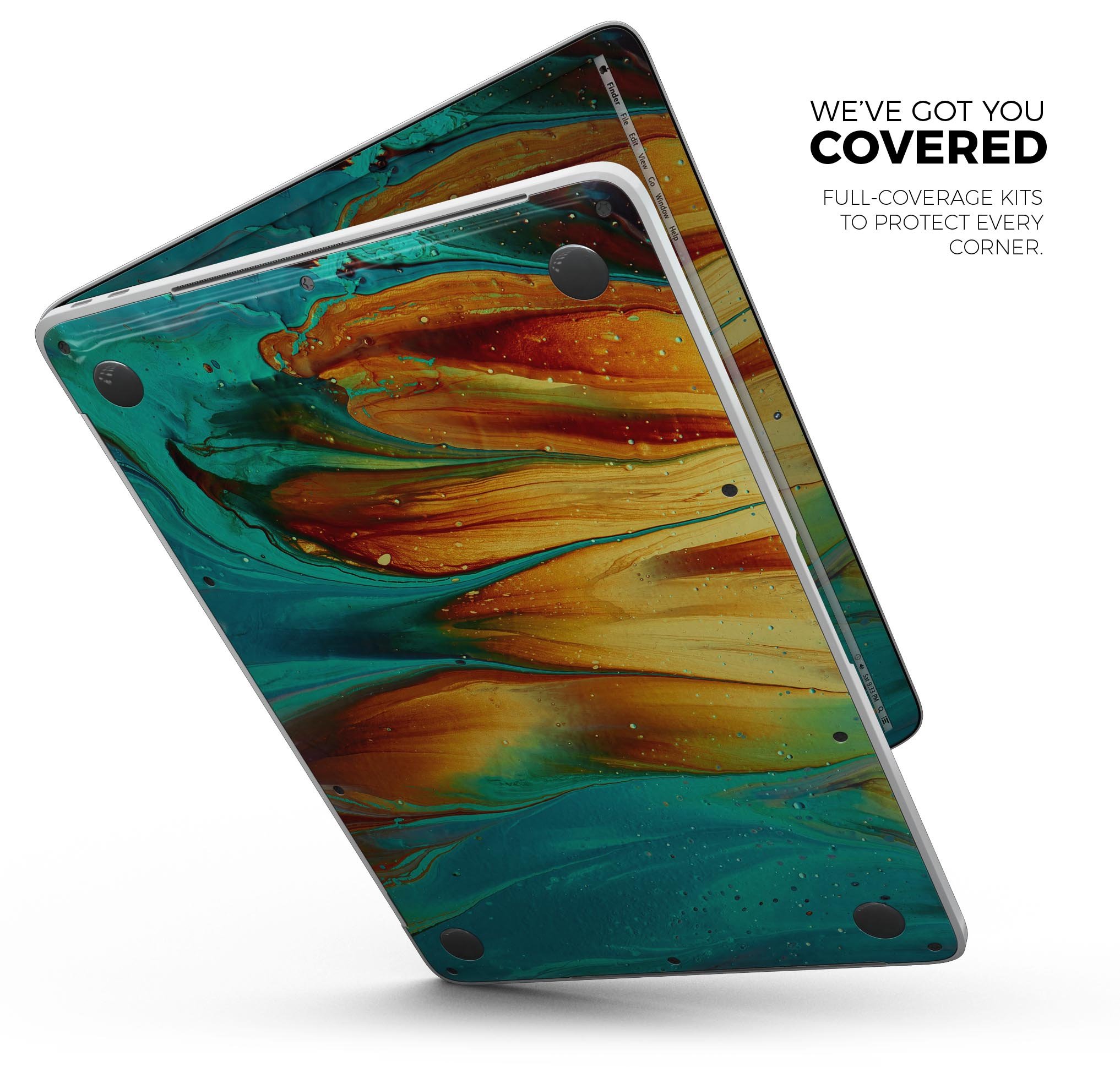 Liquid Abstract Paint V60 skin decal wrap kit for MacBook, showcasing vibrant colors and a sleek design.