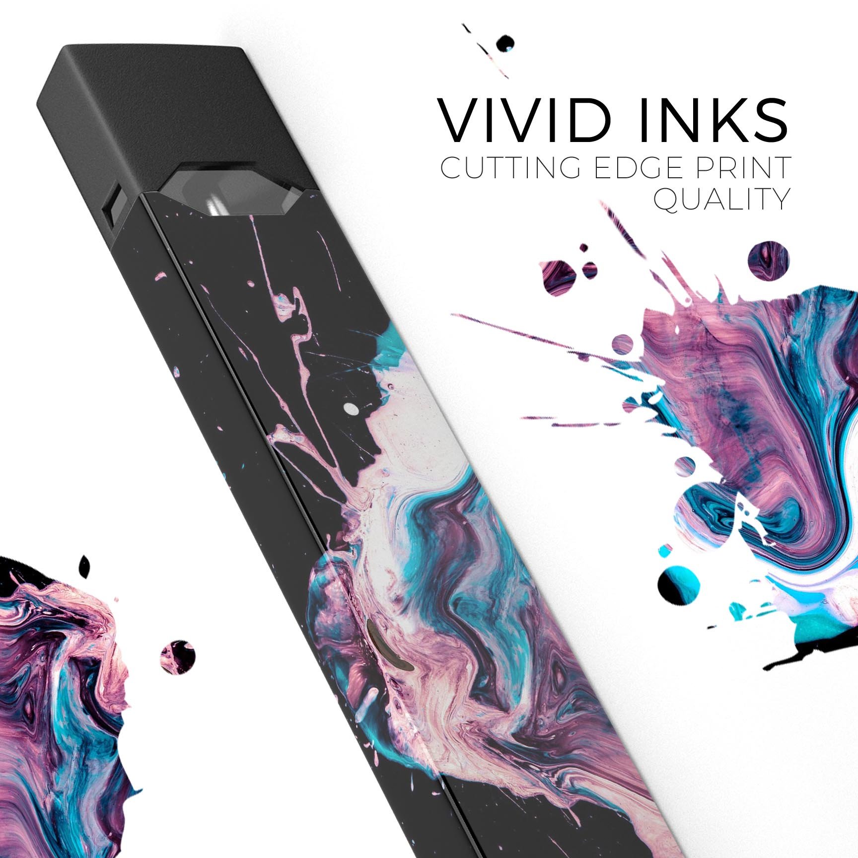 Liquid Abstract Paint V62 skin-wrap sticker designed for JUUL vaping device, showcasing vibrant colors and a sleek design.