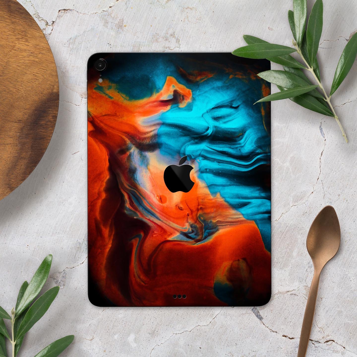 Liquid Abstract Paint V64 skin decal for Apple iPad, showcasing vibrant colors and a sleek design for full body protection.