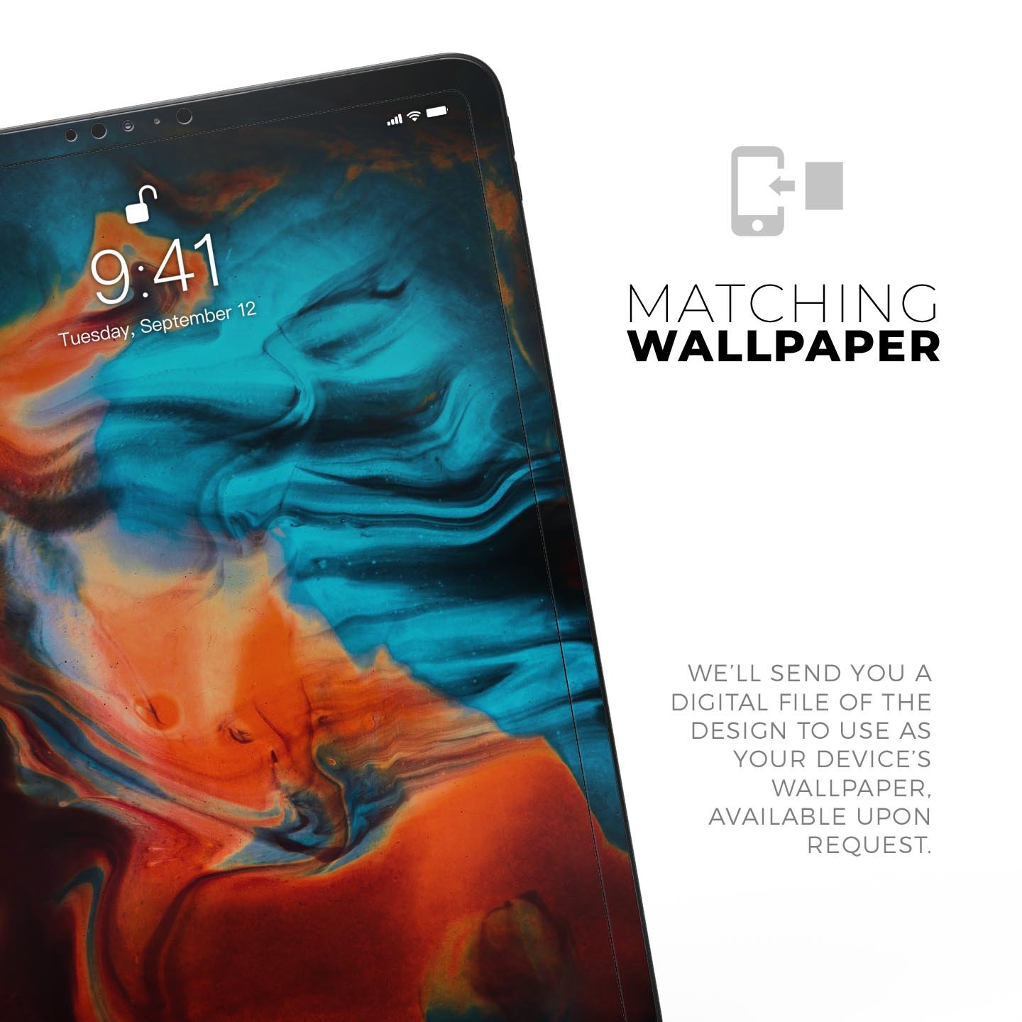 Liquid Abstract Paint V64 skin decal for Apple iPad, showcasing vibrant colors and a sleek design for full body protection.