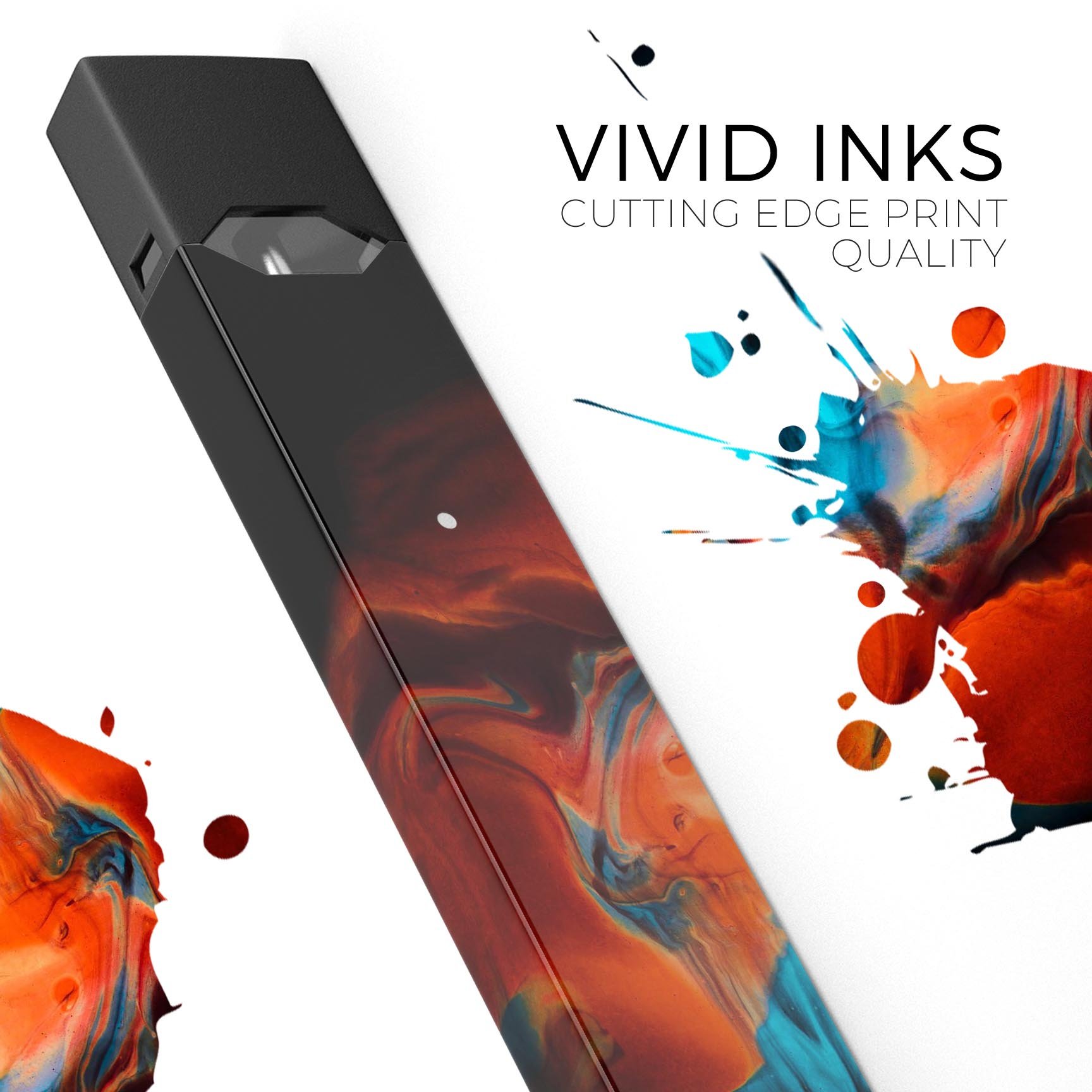 Liquid Abstract Paint V64 skin-wrap sticker designed for JUUL vaping device, showcasing vibrant colors and a sleek finish.