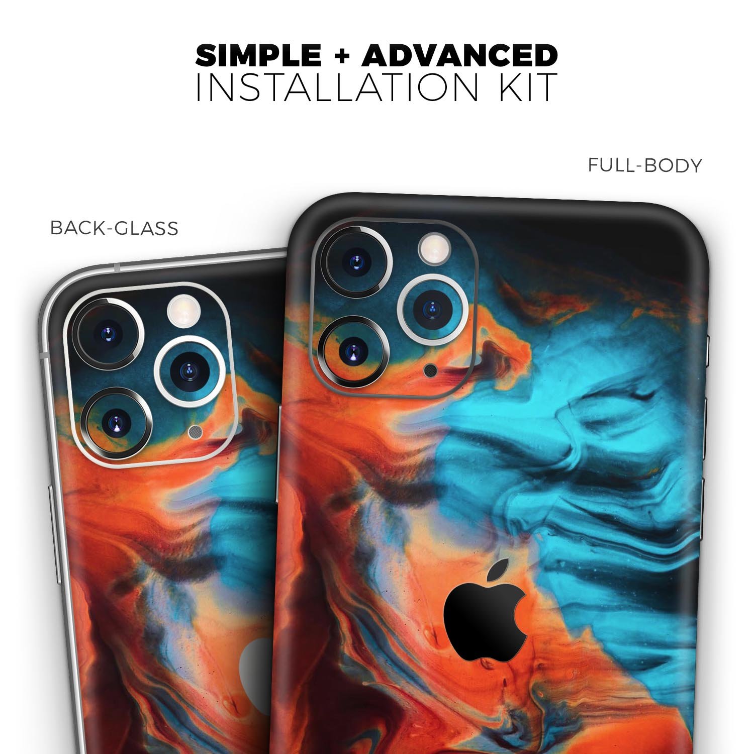 Liquid Abstract Paint V64 skin for Apple iPhone, showcasing vibrant colors and premium vinyl material.