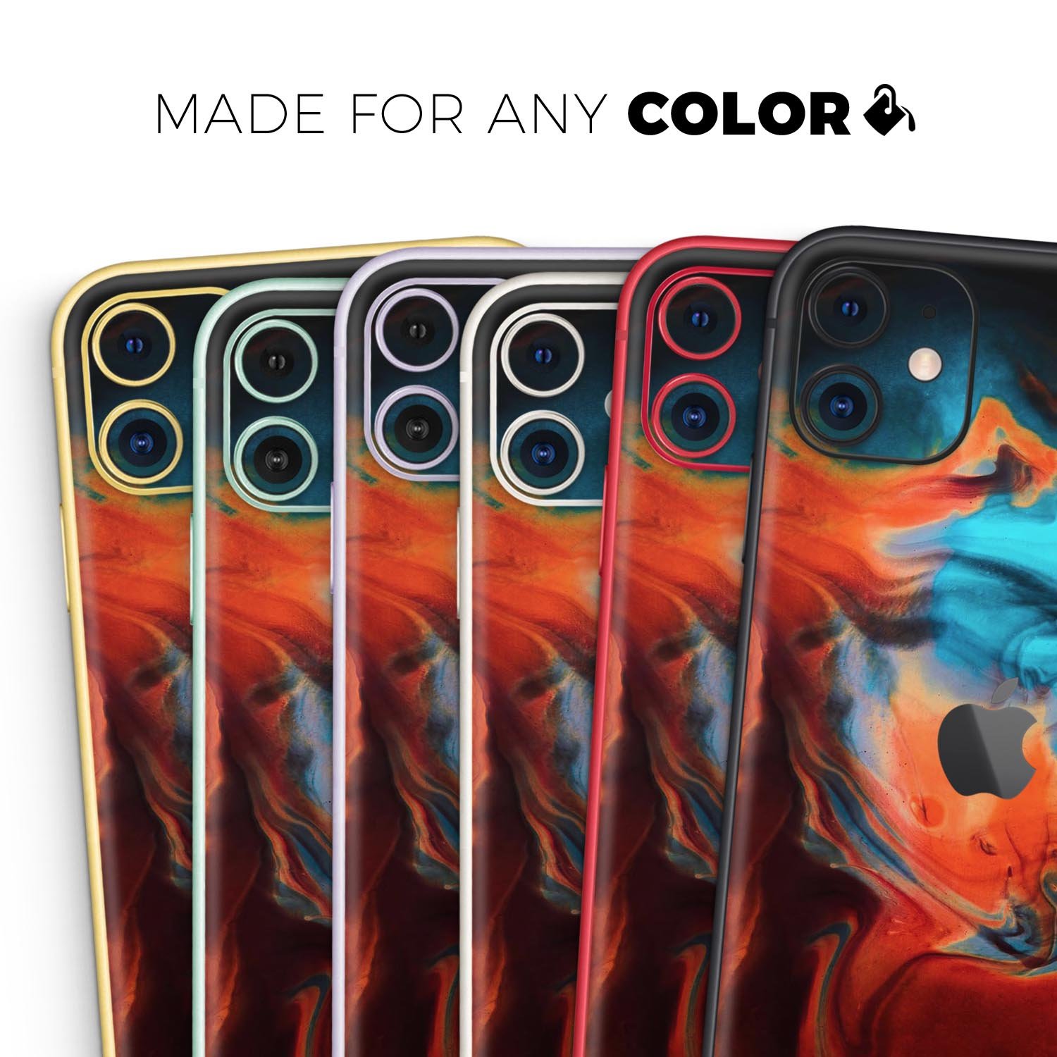 Liquid Abstract Paint V64 skin for Apple iPhone, showcasing vibrant colors and premium vinyl material.