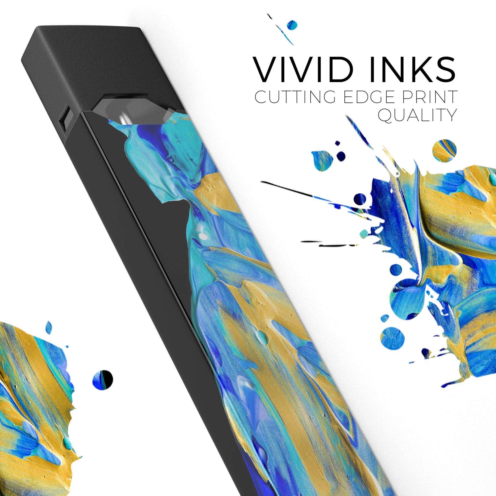 Liquid Abstract Paint V65 skin-wrap sticker designed for JUUL vaping device, showcasing vibrant colors and a protective layer.