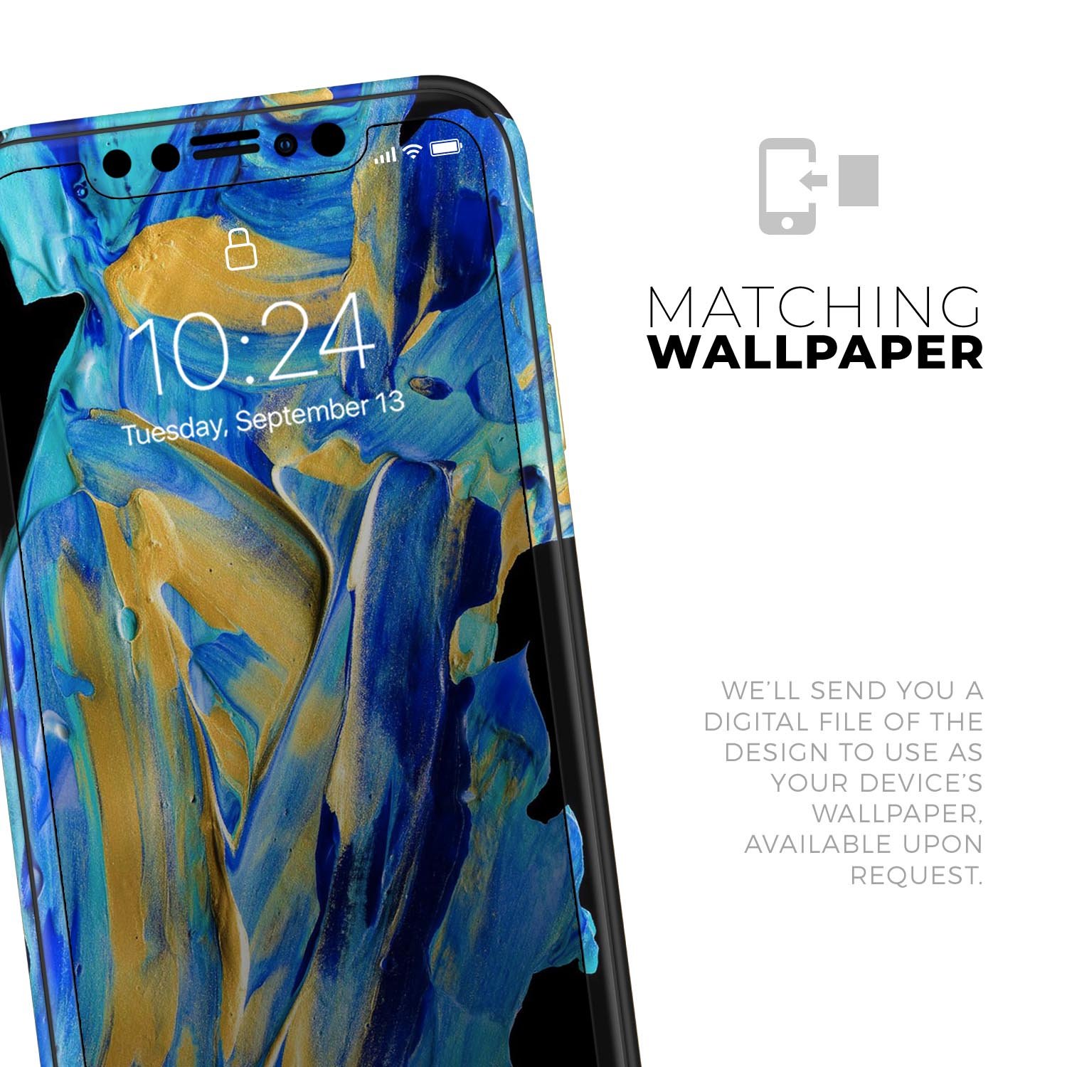 Liquid Abstract Paint V65 Skin-Kit for Apple iPhone, showcasing vibrant colors and a sleek design.