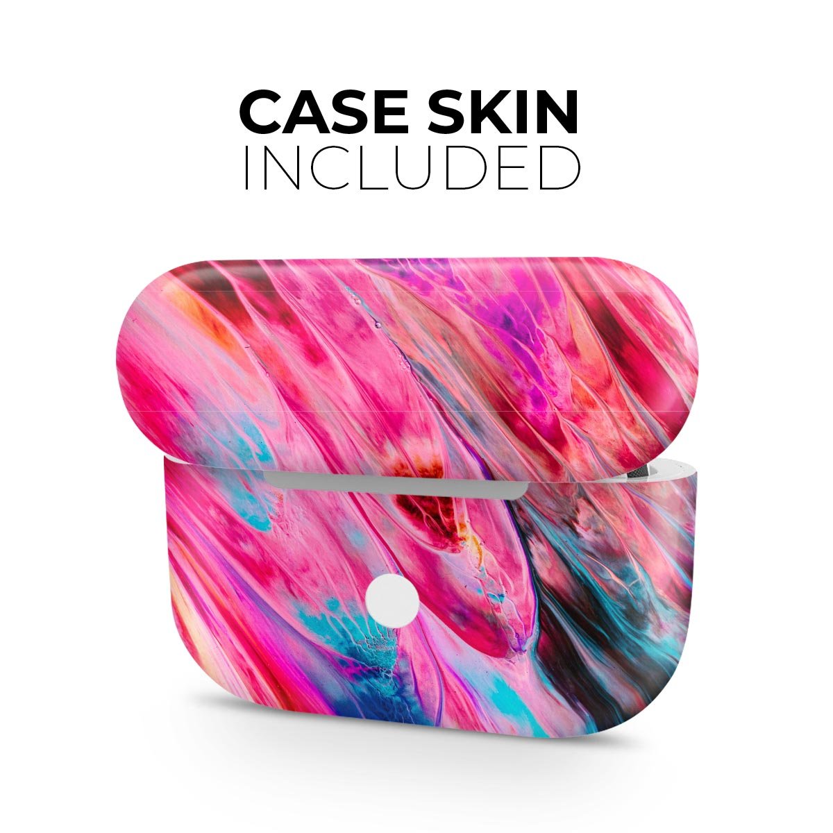 Liquid Abstract Paint V67 skin decal wrap kit for Apple AirPods Pro, showcasing a vibrant abstract design and a snug fit.