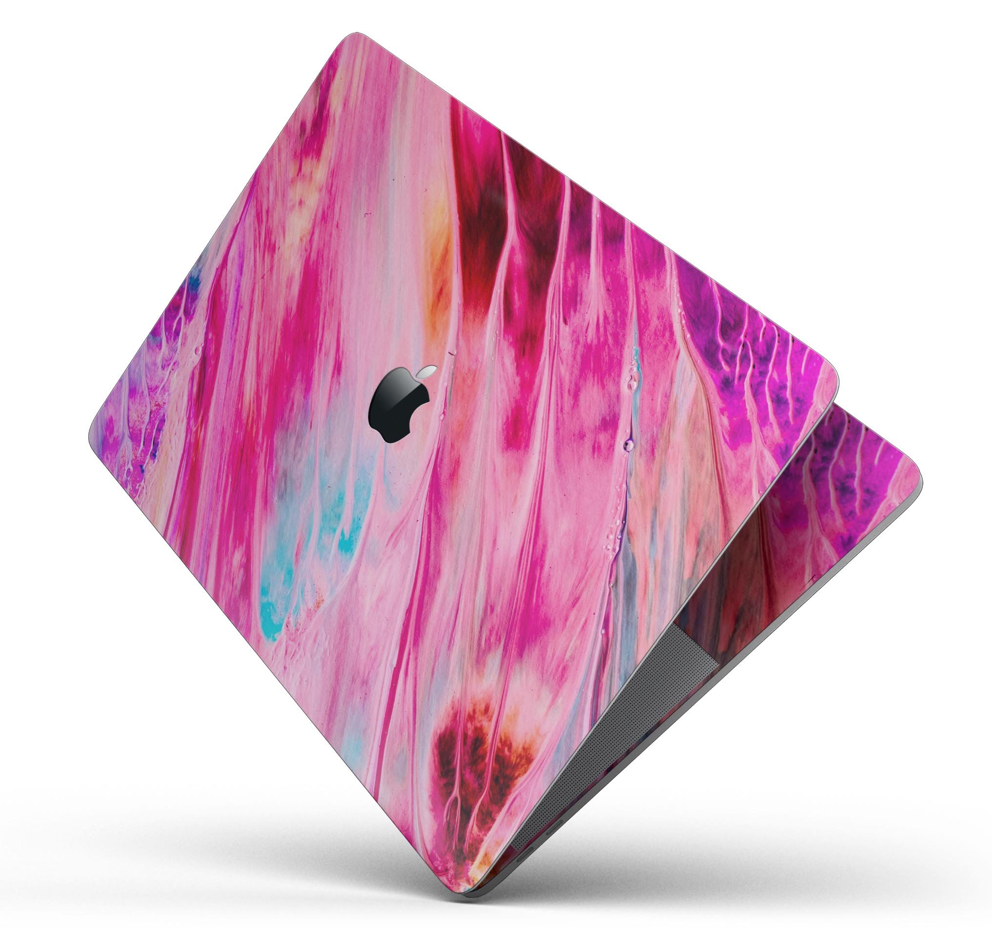 Liquid Abstract Paint V67 skin decal wrap kit for Apple MacBook, showcasing vibrant colors and a sleek design.