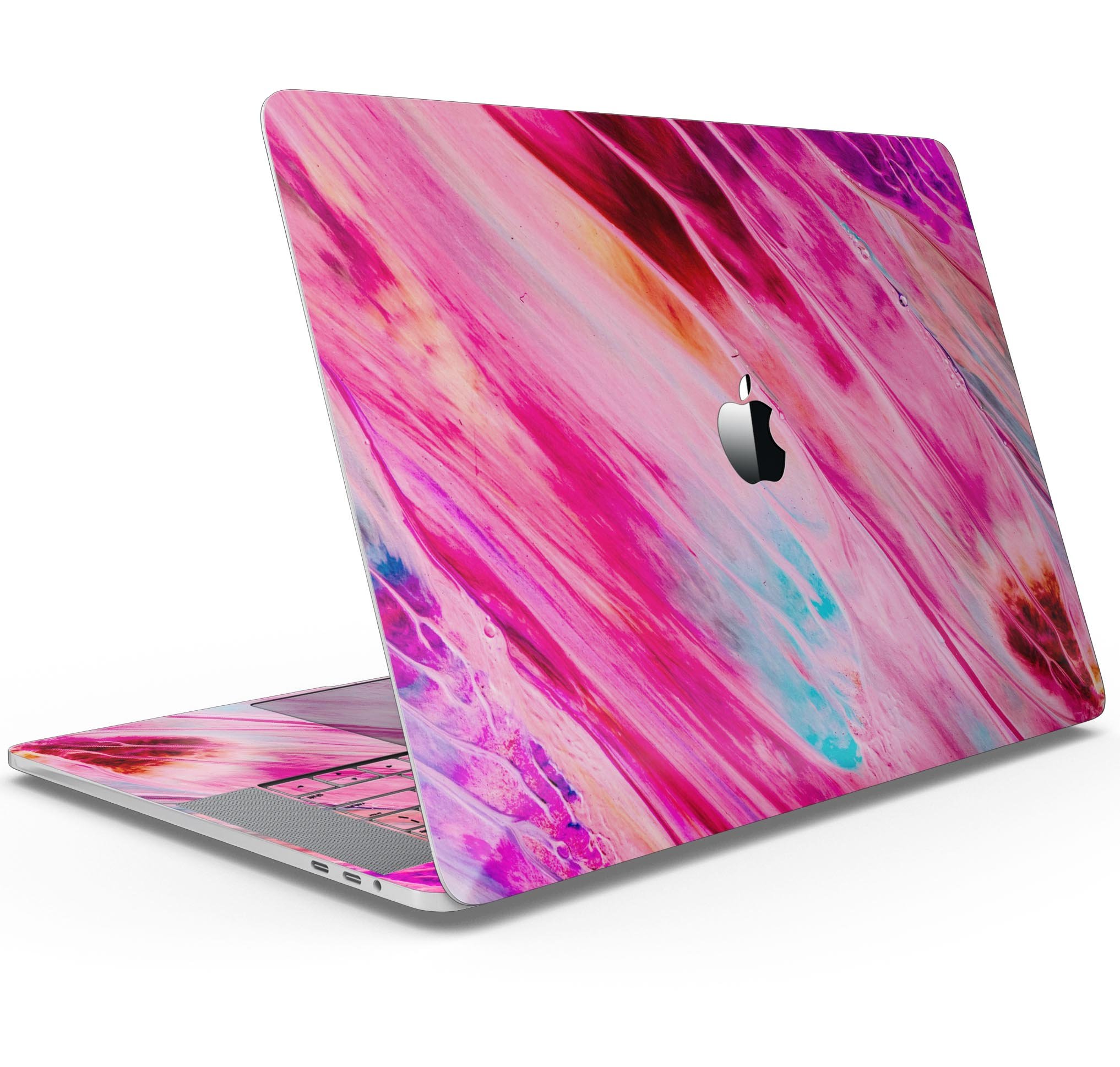 Liquid Abstract Paint V67 skin decal wrap kit for Apple MacBook, showcasing vibrant colors and a sleek design.