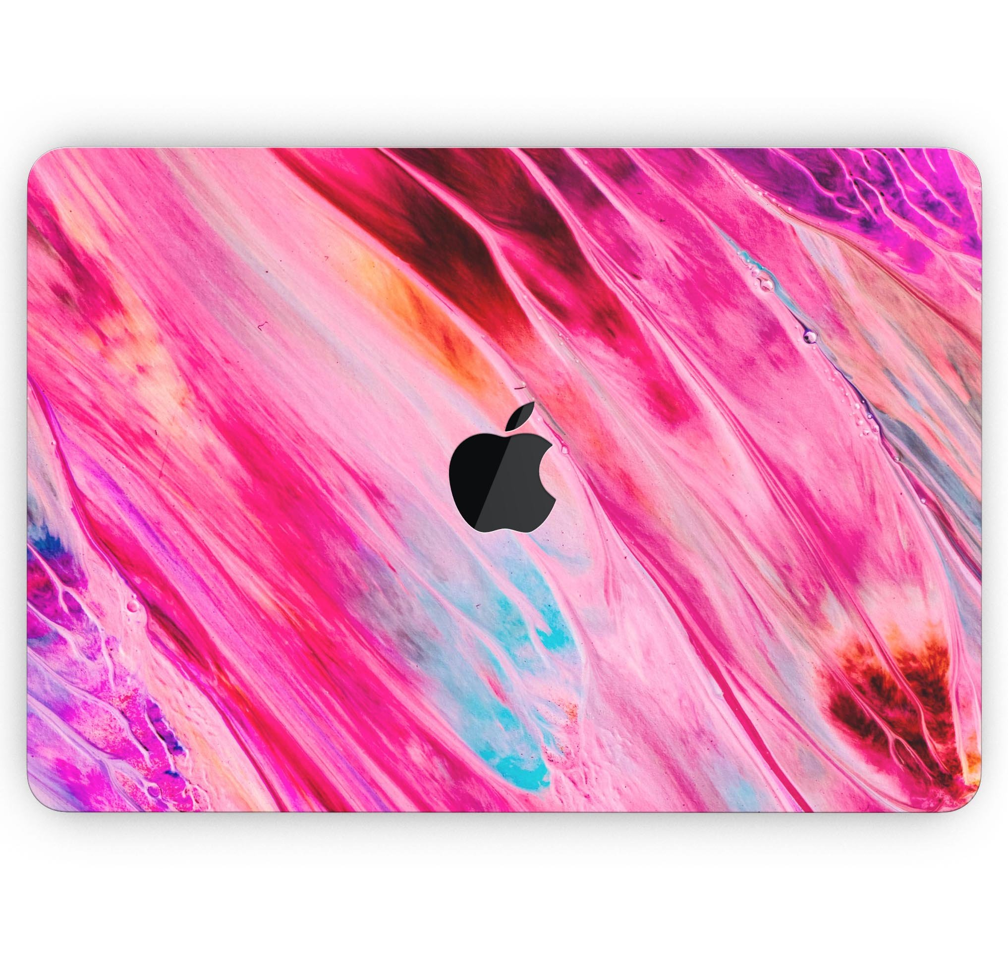 Liquid Abstract Paint V67 skin decal wrap kit for Apple MacBook, showcasing vibrant colors and a sleek design.