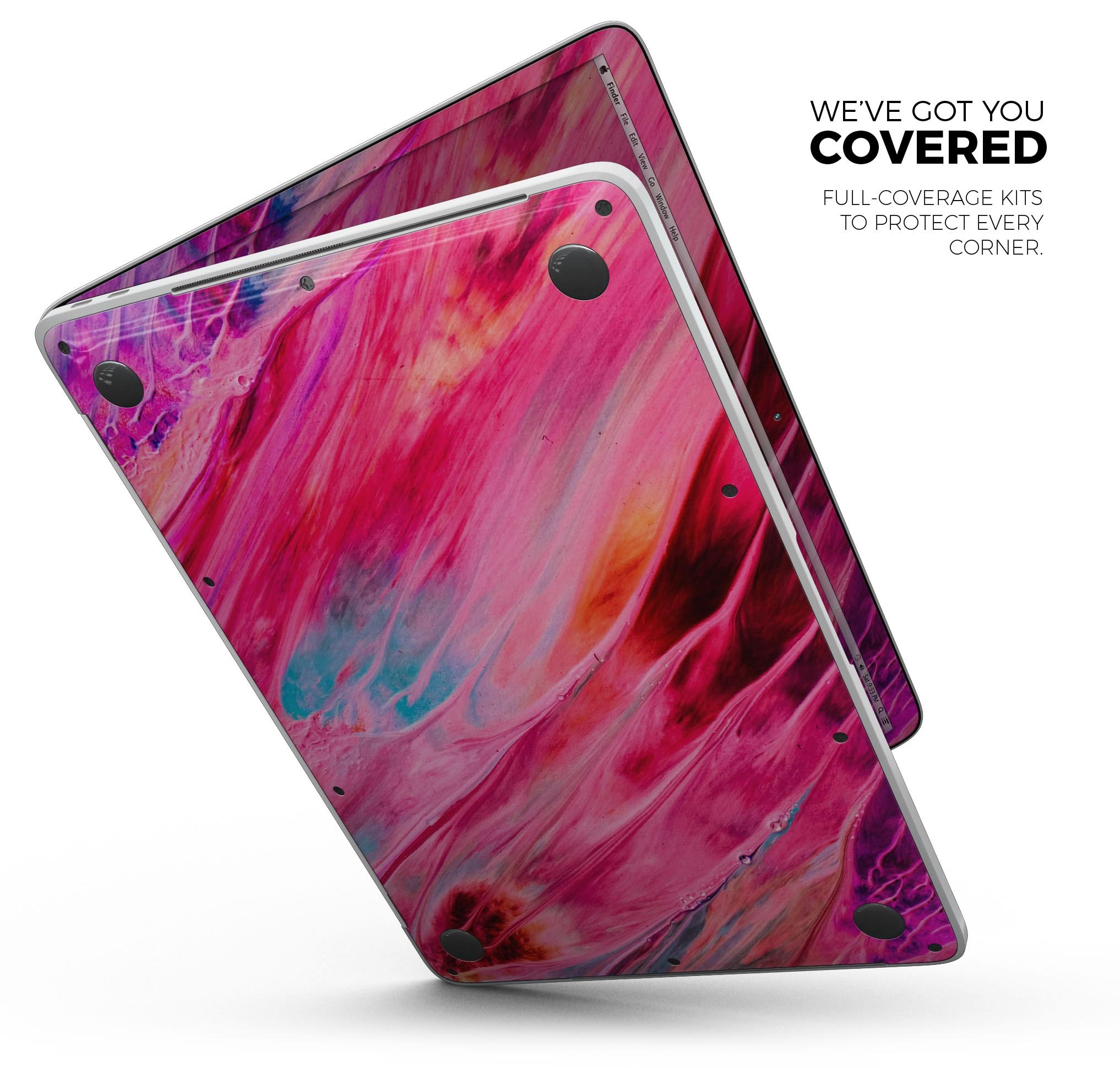 Liquid Abstract Paint V67 skin decal wrap kit for Apple MacBook, showcasing vibrant colors and a sleek design.