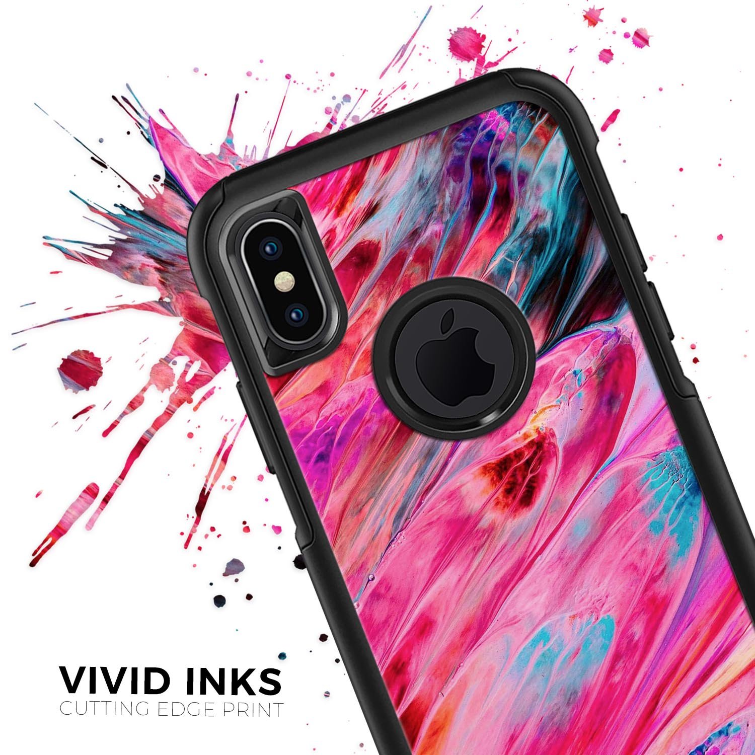 Liquid Abstract Paint V67 Skin Kit for iPhone OtterBox Cases featuring vibrant abstract design and premium 3M materials.