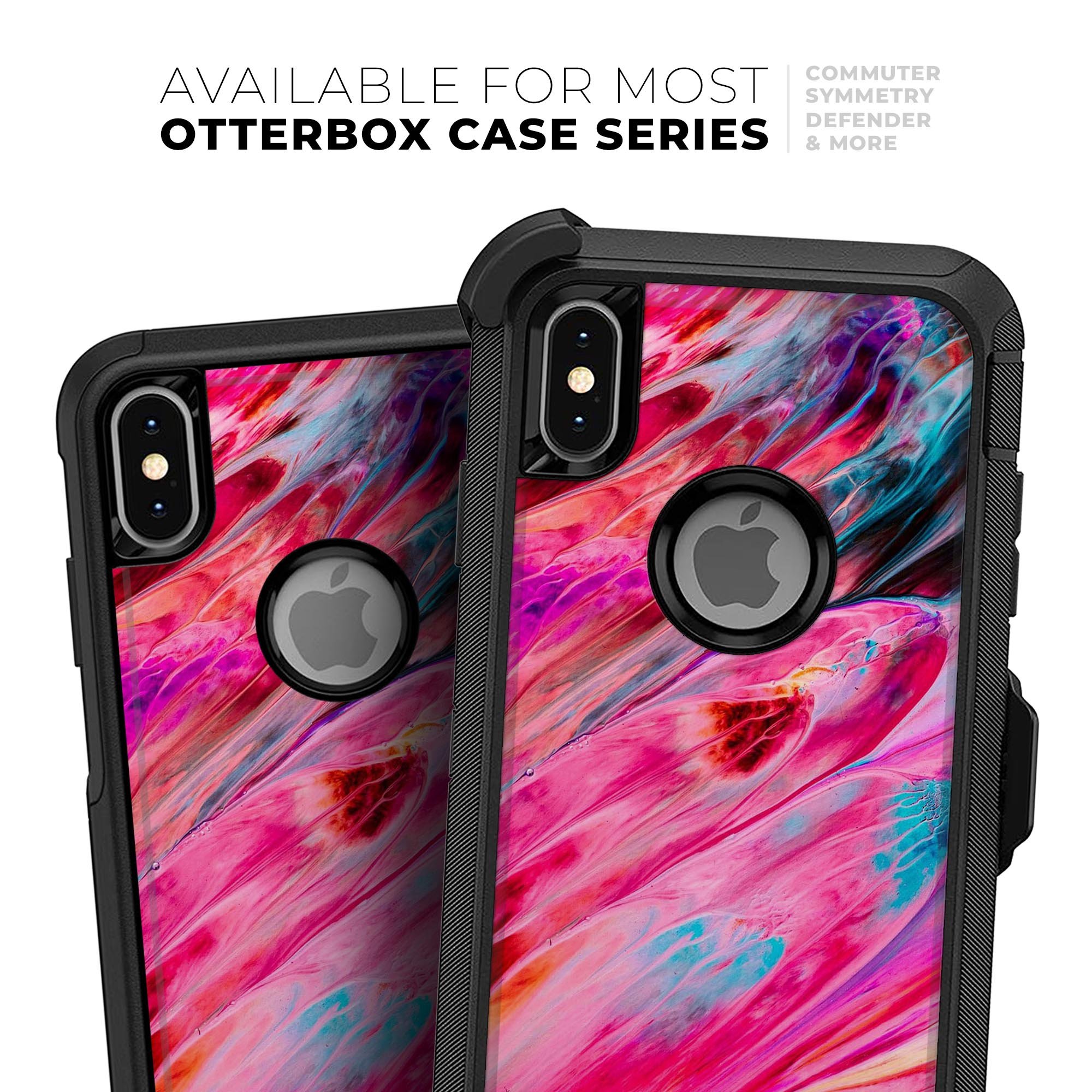 Liquid Abstract Paint V67 Skin Kit for iPhone OtterBox Cases featuring vibrant abstract design and premium 3M materials.