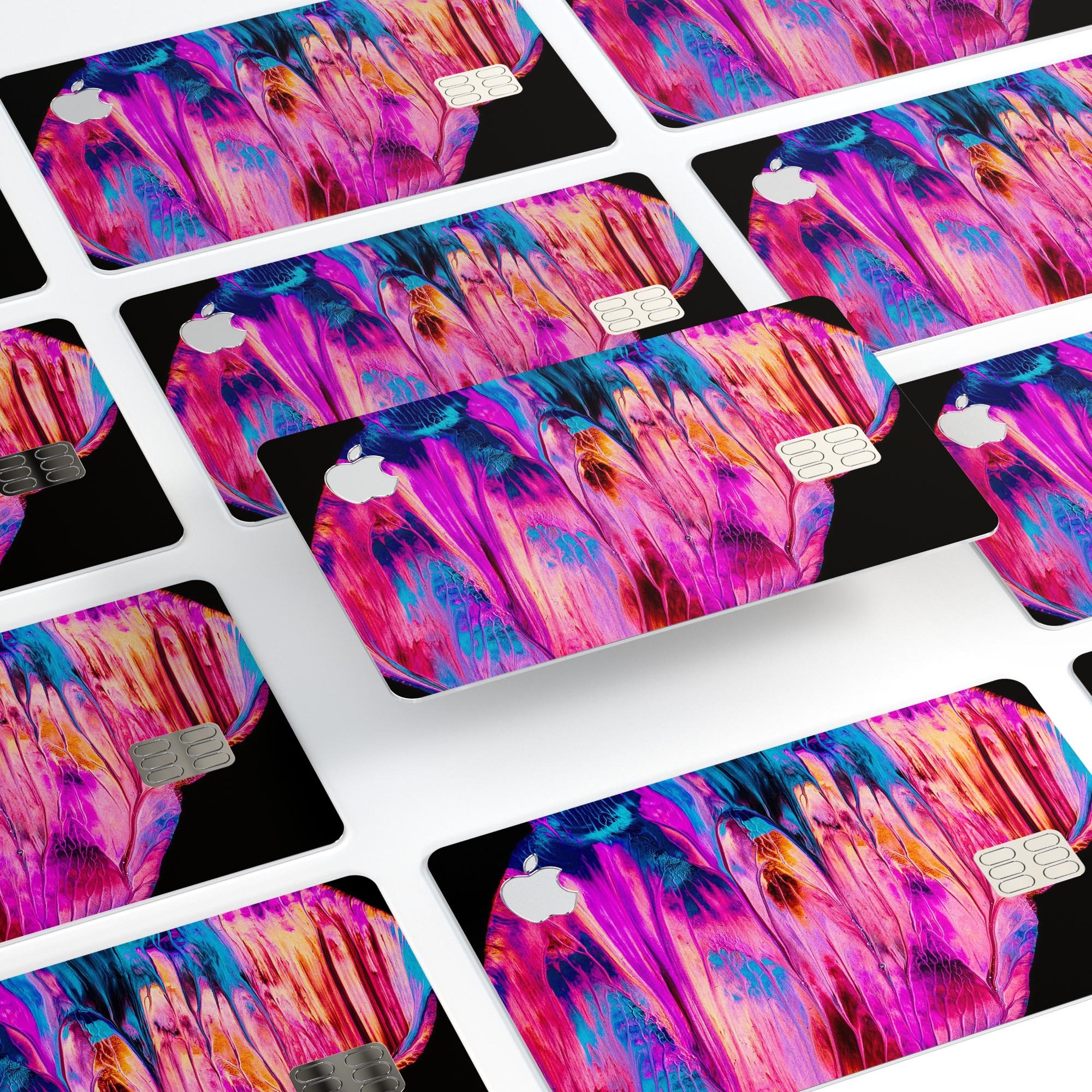 Liquid Abstract Paint V68 skin kit for Apple Card, showcasing premium vinyl design and available finishes.