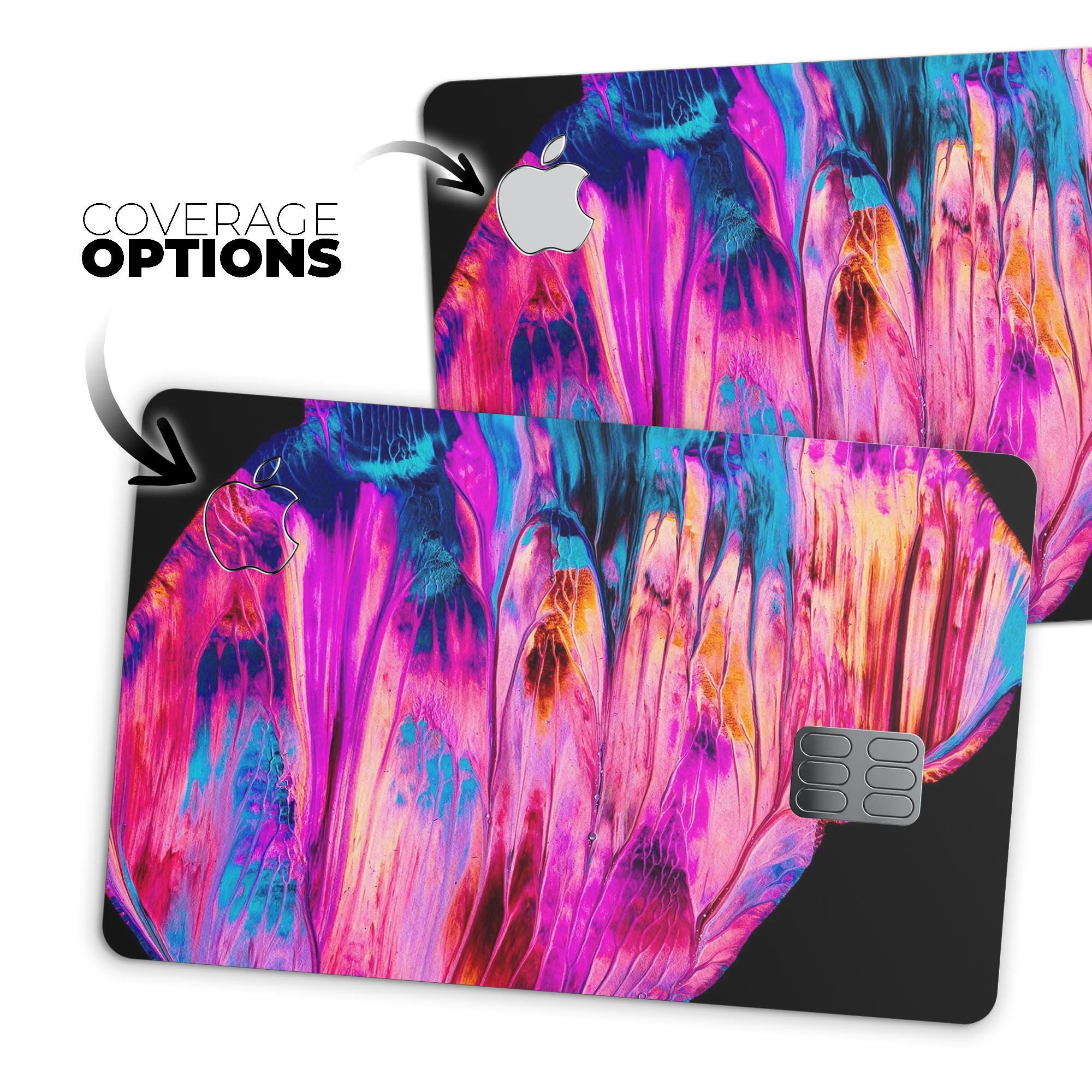 Liquid Abstract Paint V68 skin kit for Apple Card, showcasing premium vinyl design and available finishes.