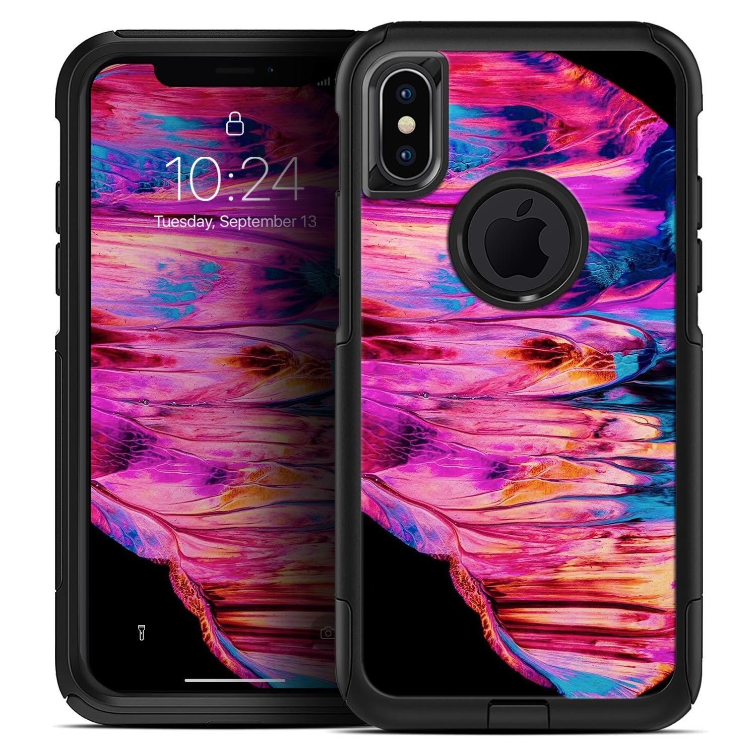 Liquid Abstract Paint V68 Skin Kit for iPhone OtterBox Cases featuring vibrant abstract design and premium 3M materials.