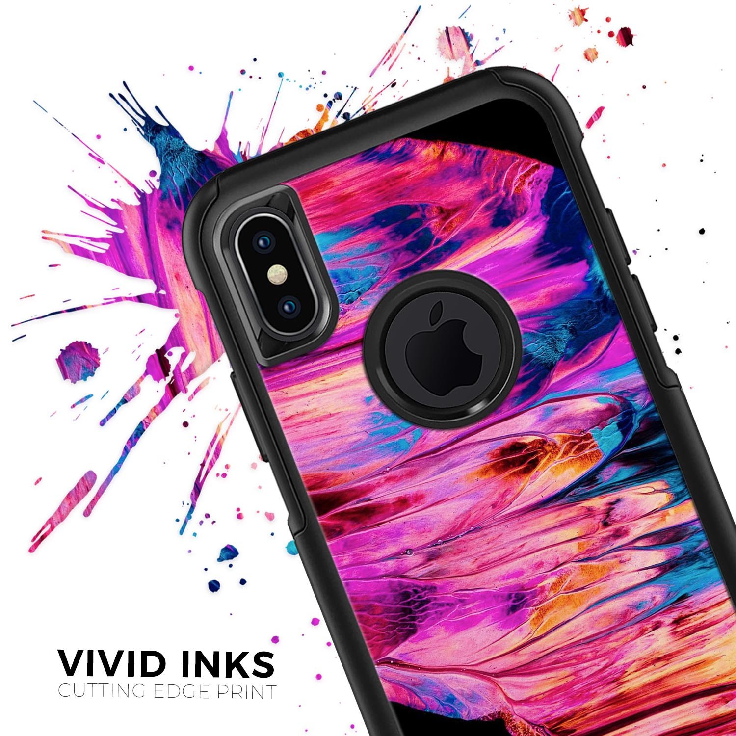 Liquid Abstract Paint V68 Skin Kit for iPhone OtterBox Cases featuring vibrant abstract design and premium 3M materials.