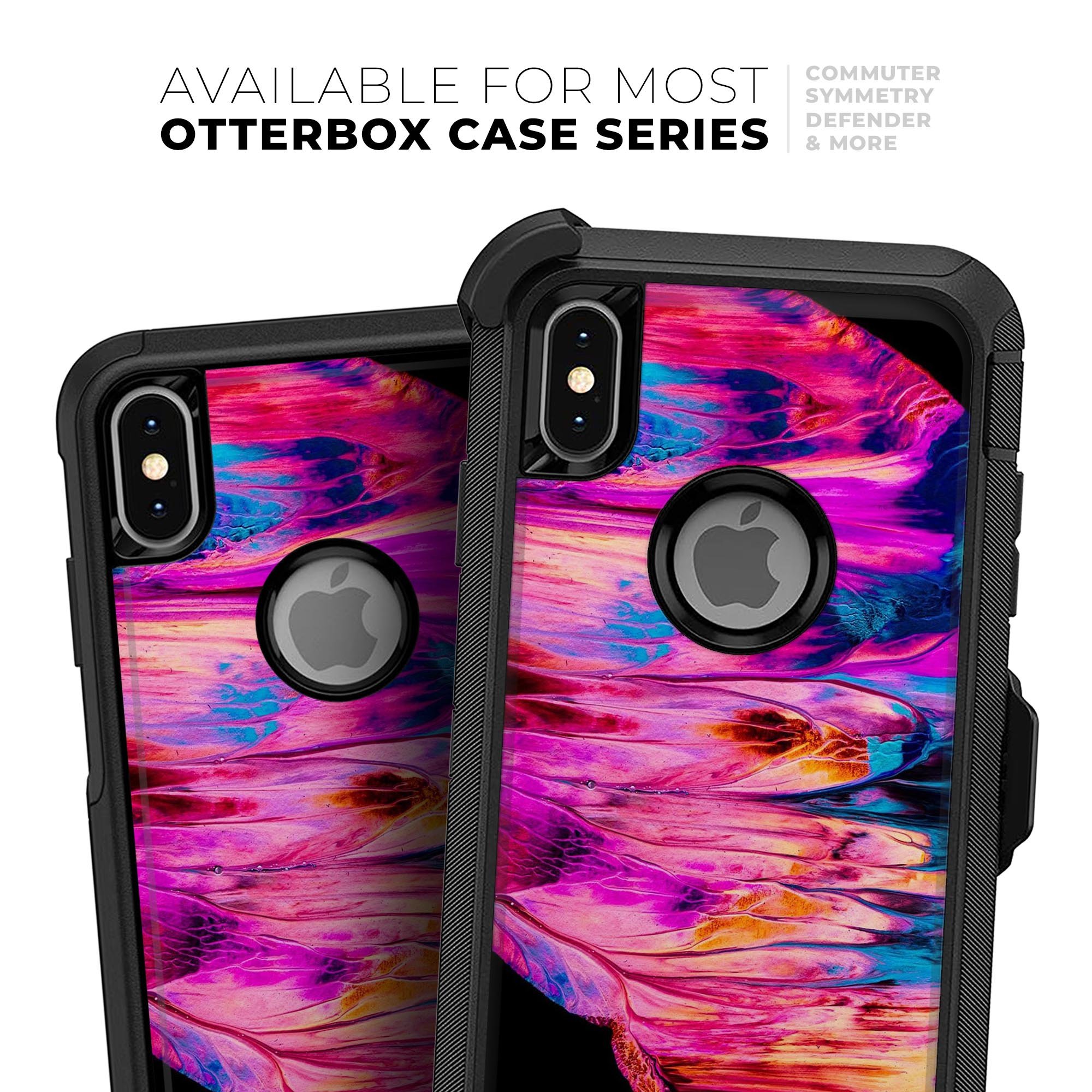 Liquid Abstract Paint V68 Skin Kit for iPhone OtterBox Cases featuring vibrant abstract design and premium 3M materials.