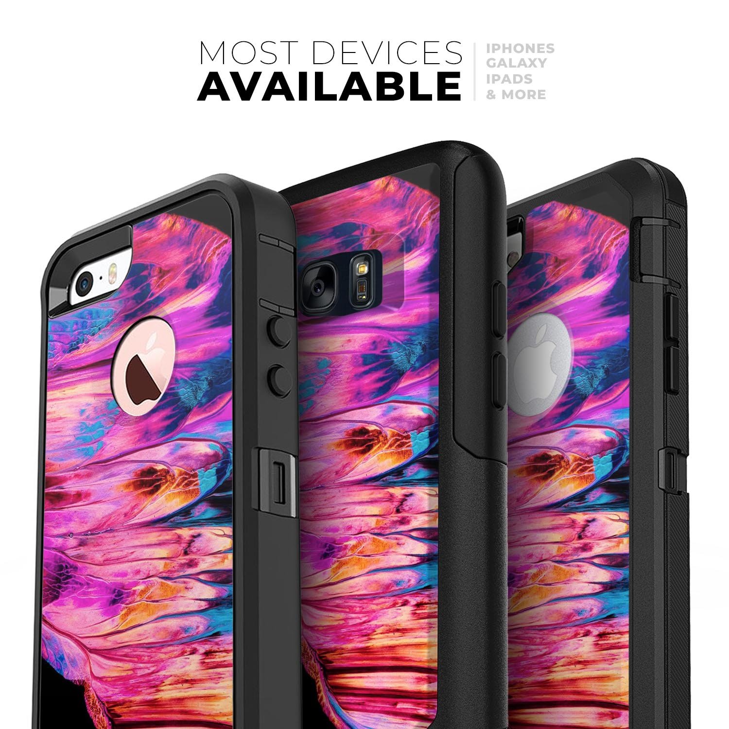 Liquid Abstract Paint V68 Skin Kit for iPhone OtterBox Cases featuring vibrant abstract design and premium 3M materials.