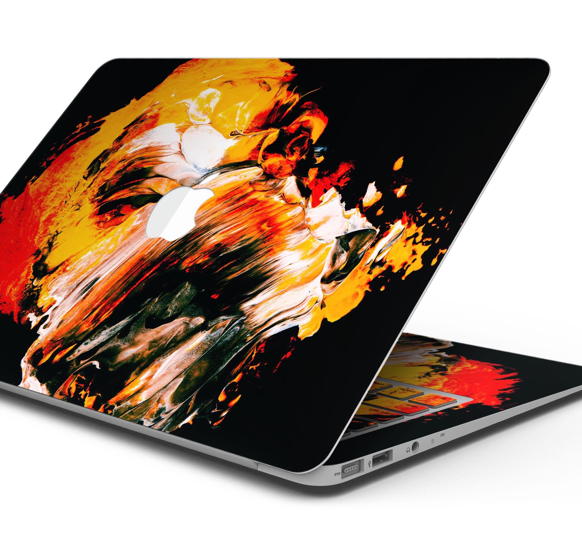 Liquid Abstract Paint V69 skin decal wrap kit for MacBook, showcasing vibrant colors and a sleek design.