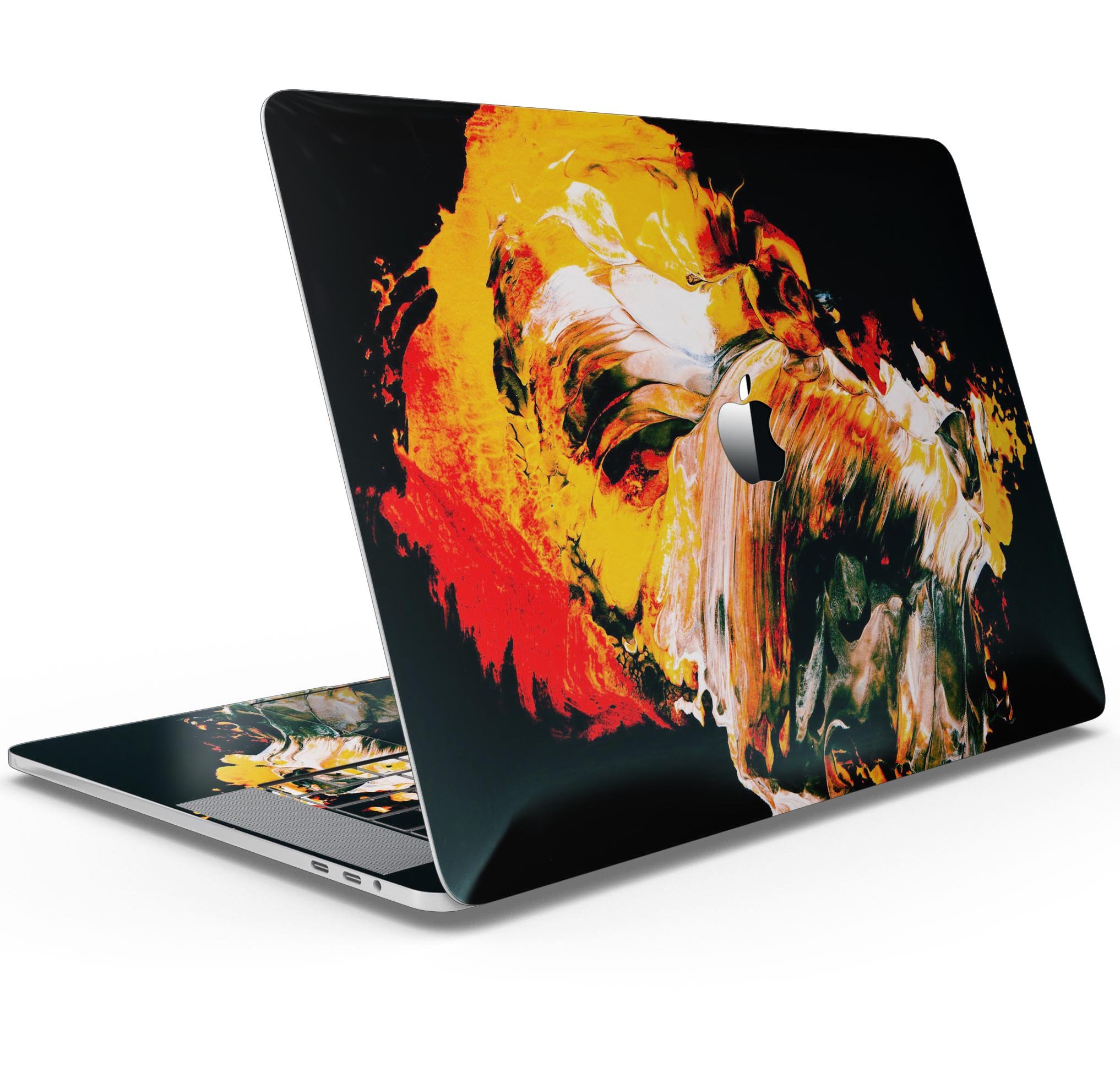 Liquid Abstract Paint V69 skin decal wrap kit for MacBook, showcasing vibrant colors and a sleek design.