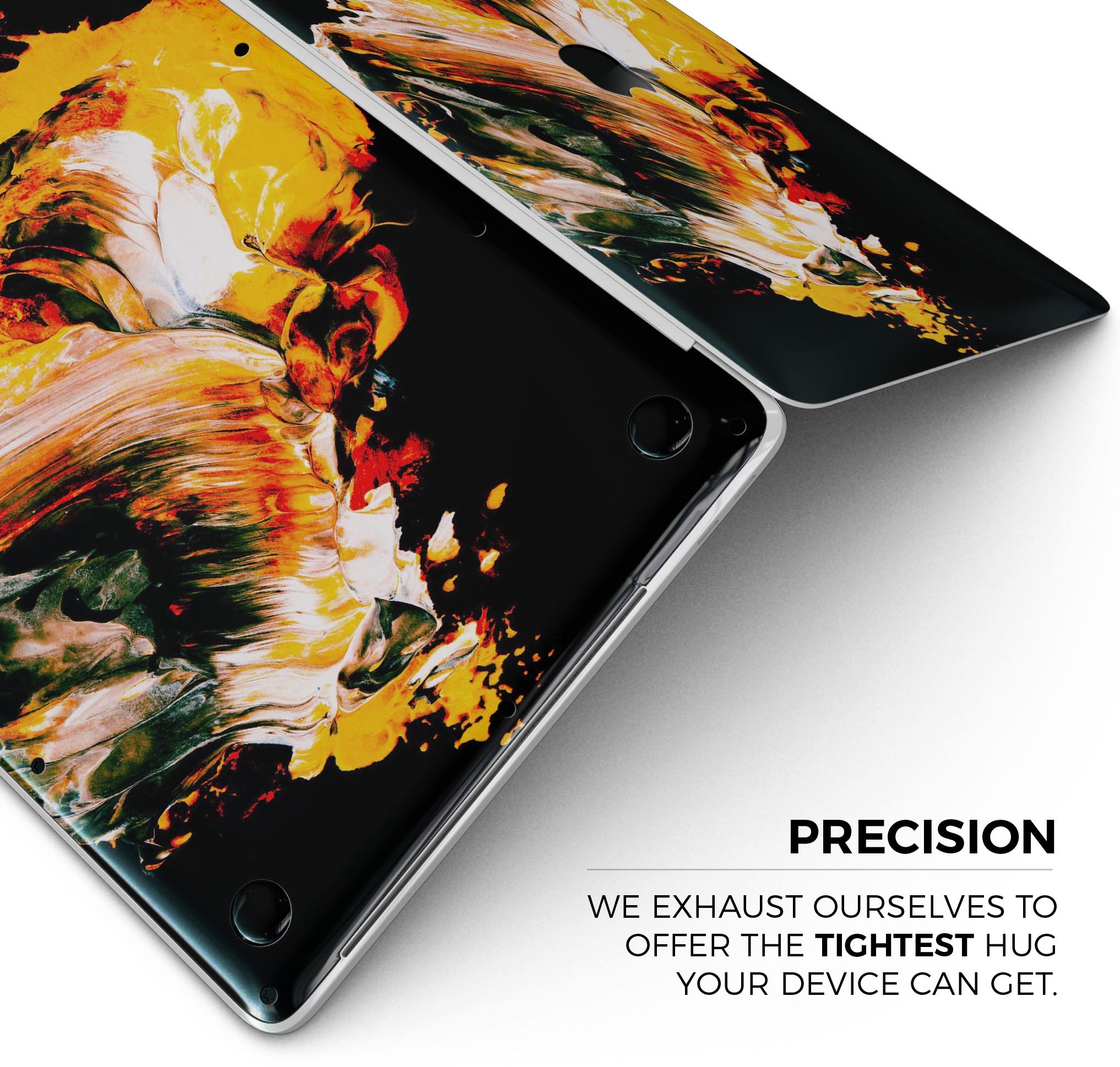 Liquid Abstract Paint V69 skin decal wrap kit for MacBook, showcasing vibrant colors and a sleek design.