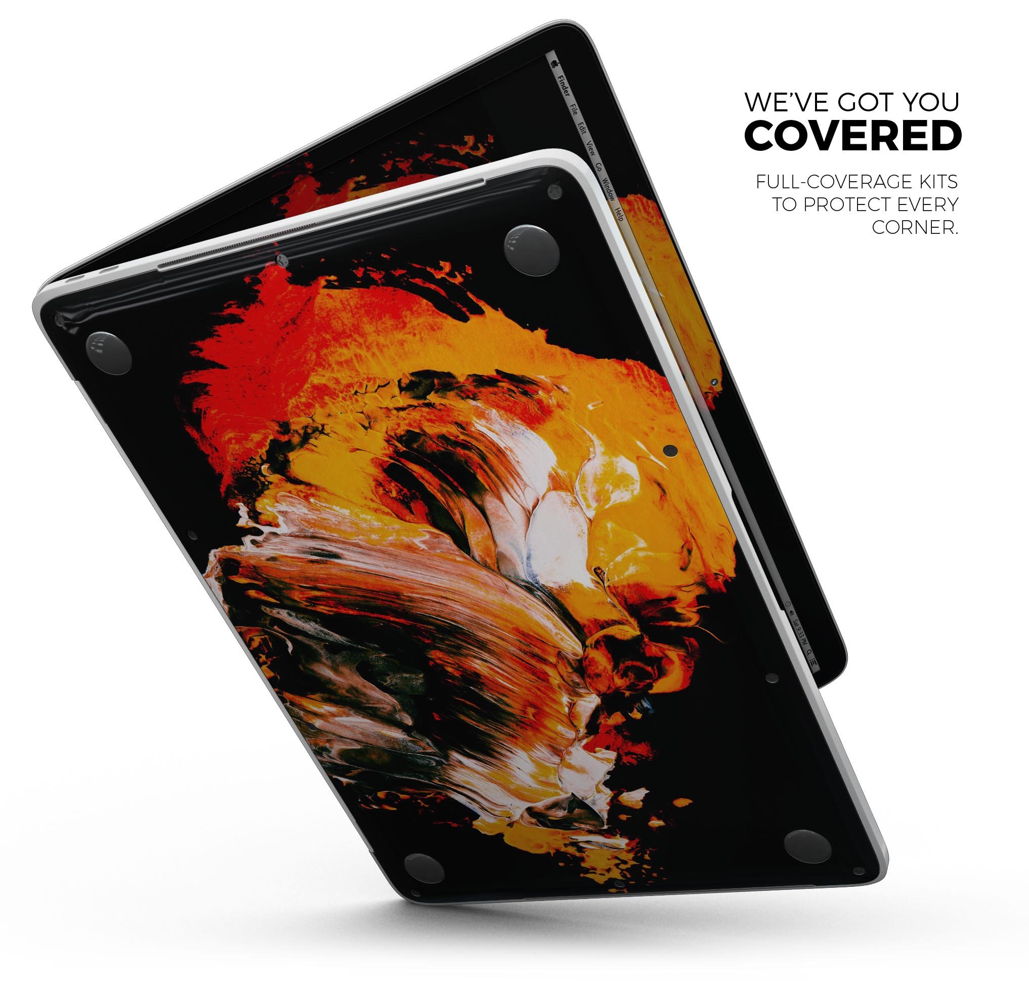 Liquid Abstract Paint V69 skin decal wrap kit for MacBook, showcasing vibrant colors and a sleek design.