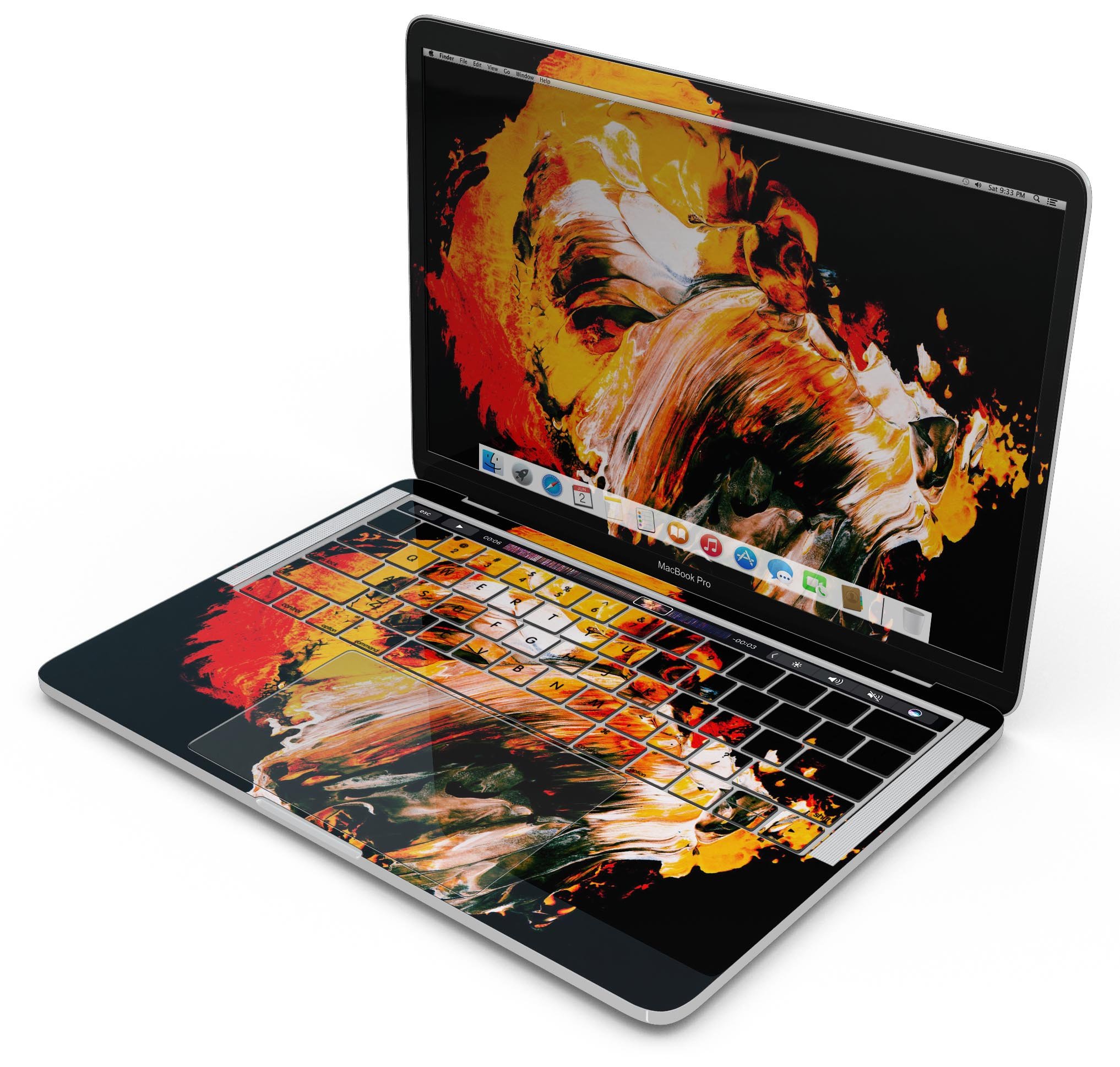 Liquid Abstract Paint V69 skin decal wrap kit for MacBook, showcasing vibrant colors and a sleek design.