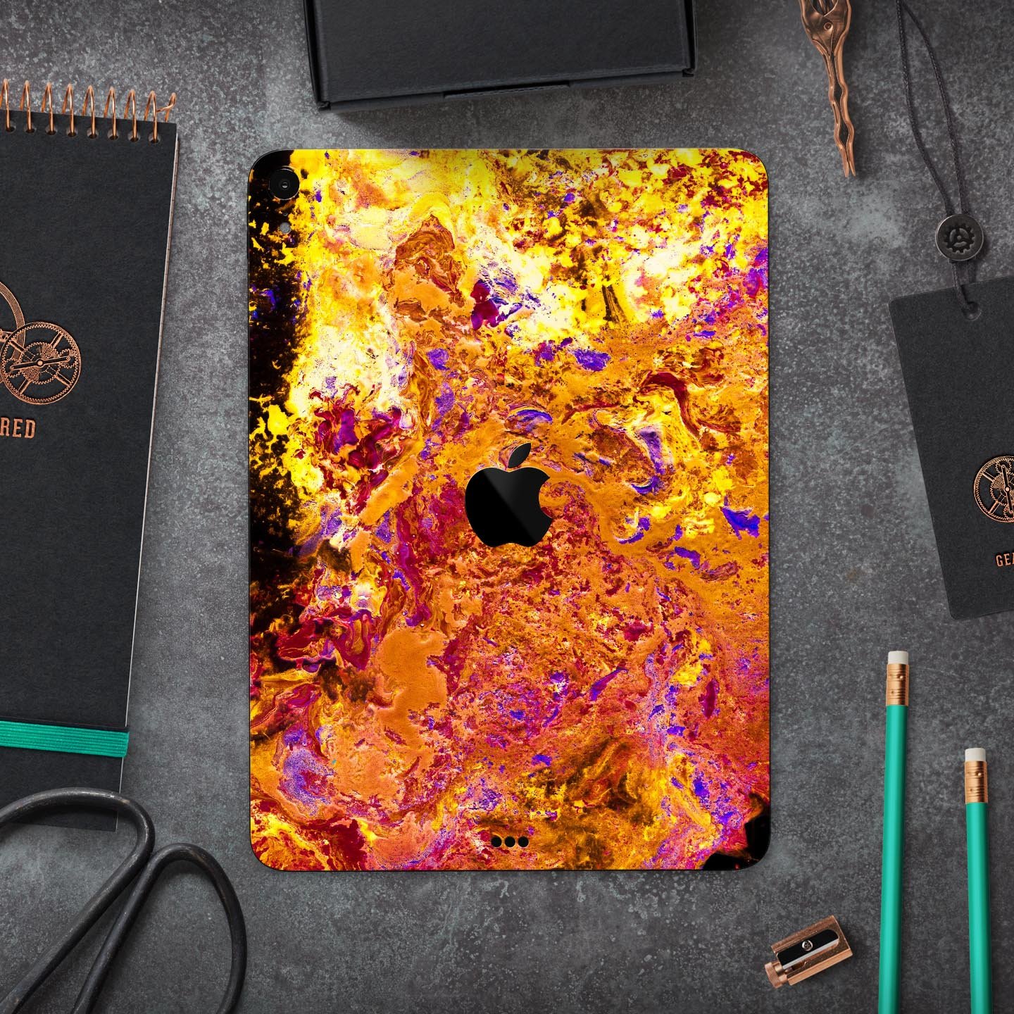 Liquid Abstract Paint V7 skin decal for Apple iPad Pro, showcasing vibrant abstract design and premium 3M material.