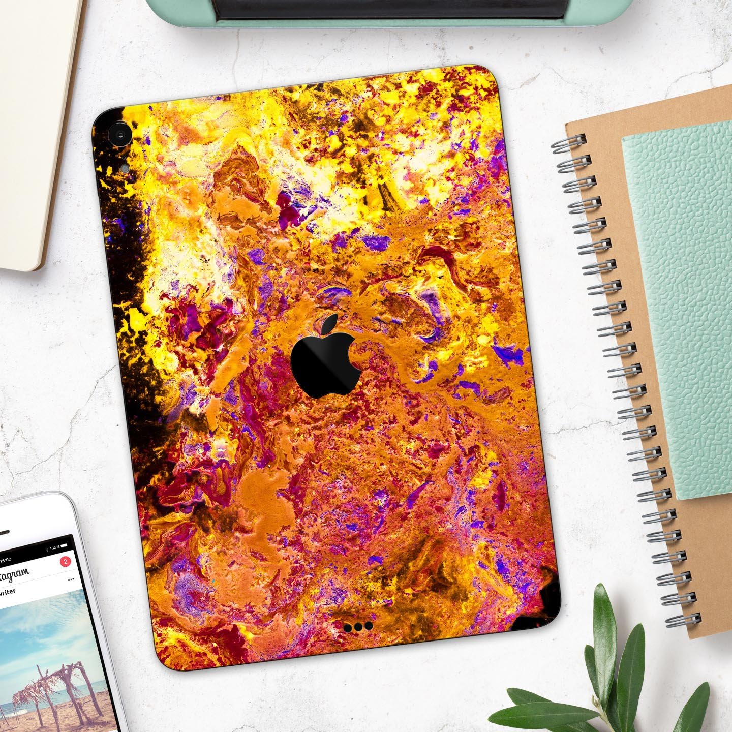 Liquid Abstract Paint V7 skin decal for Apple iPad Pro, showcasing vibrant abstract design and premium 3M material.