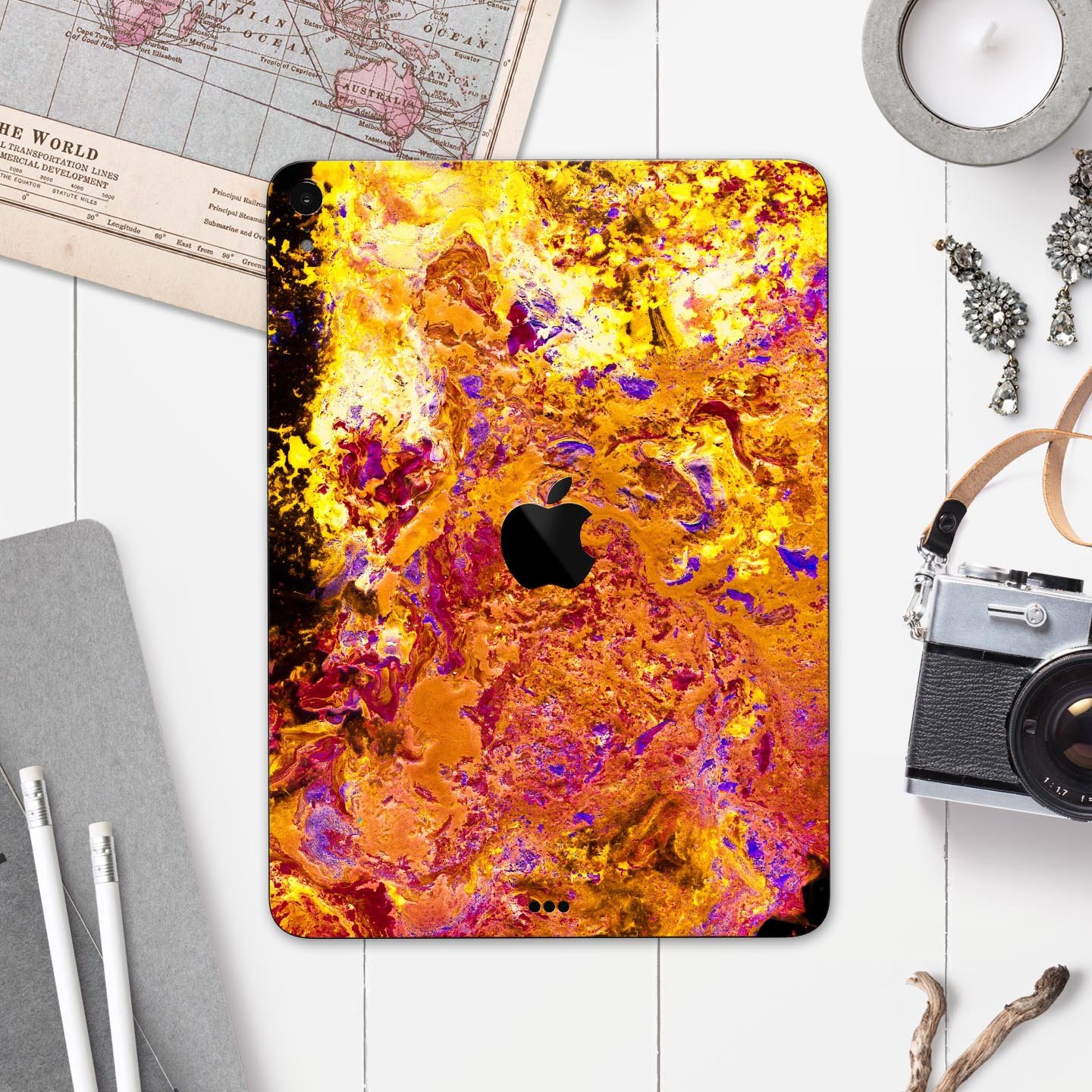 Liquid Abstract Paint V7 skin decal for Apple iPad Pro, showcasing vibrant abstract design and premium 3M material.