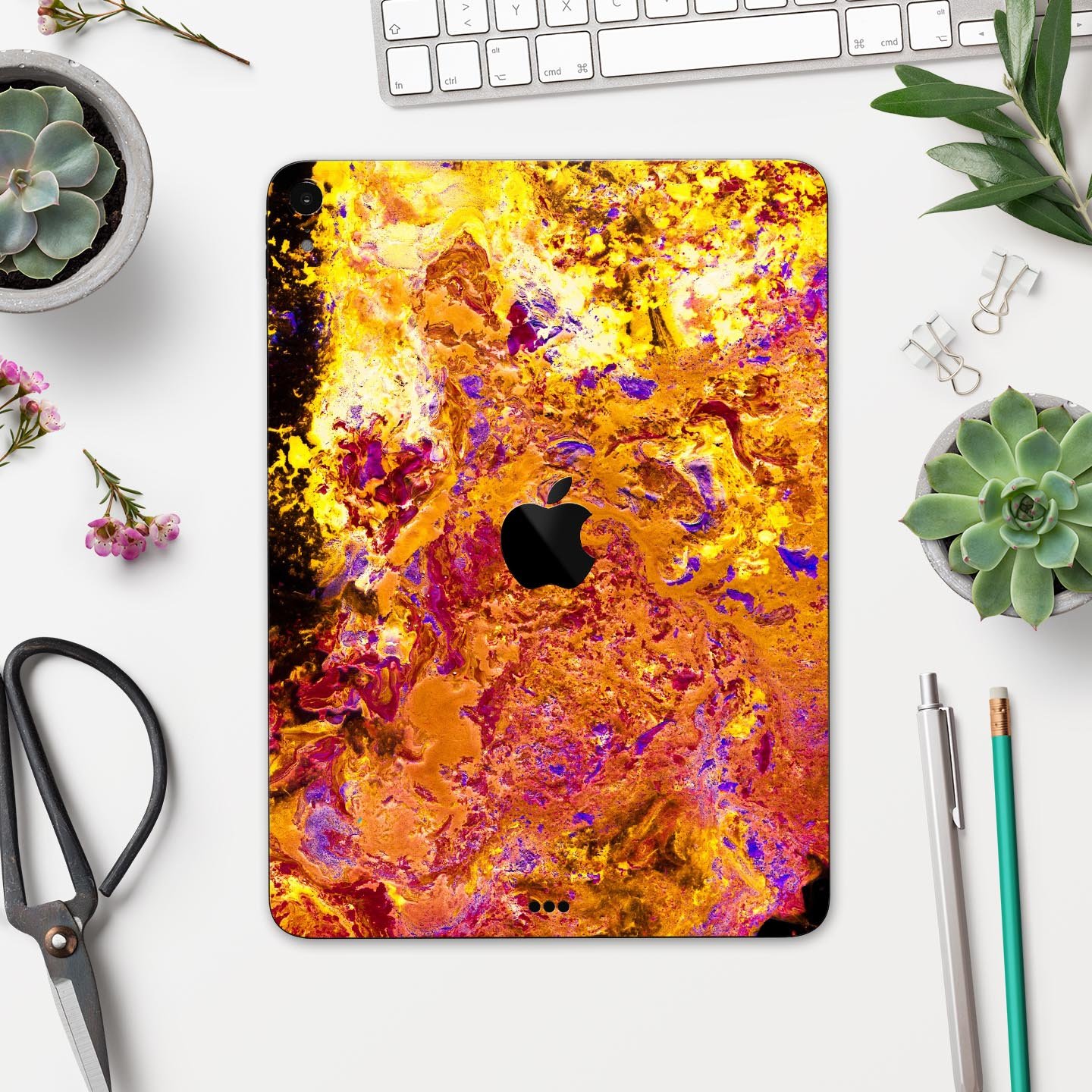 Liquid Abstract Paint V7 skin decal for Apple iPad Pro, showcasing vibrant abstract design and premium 3M material.