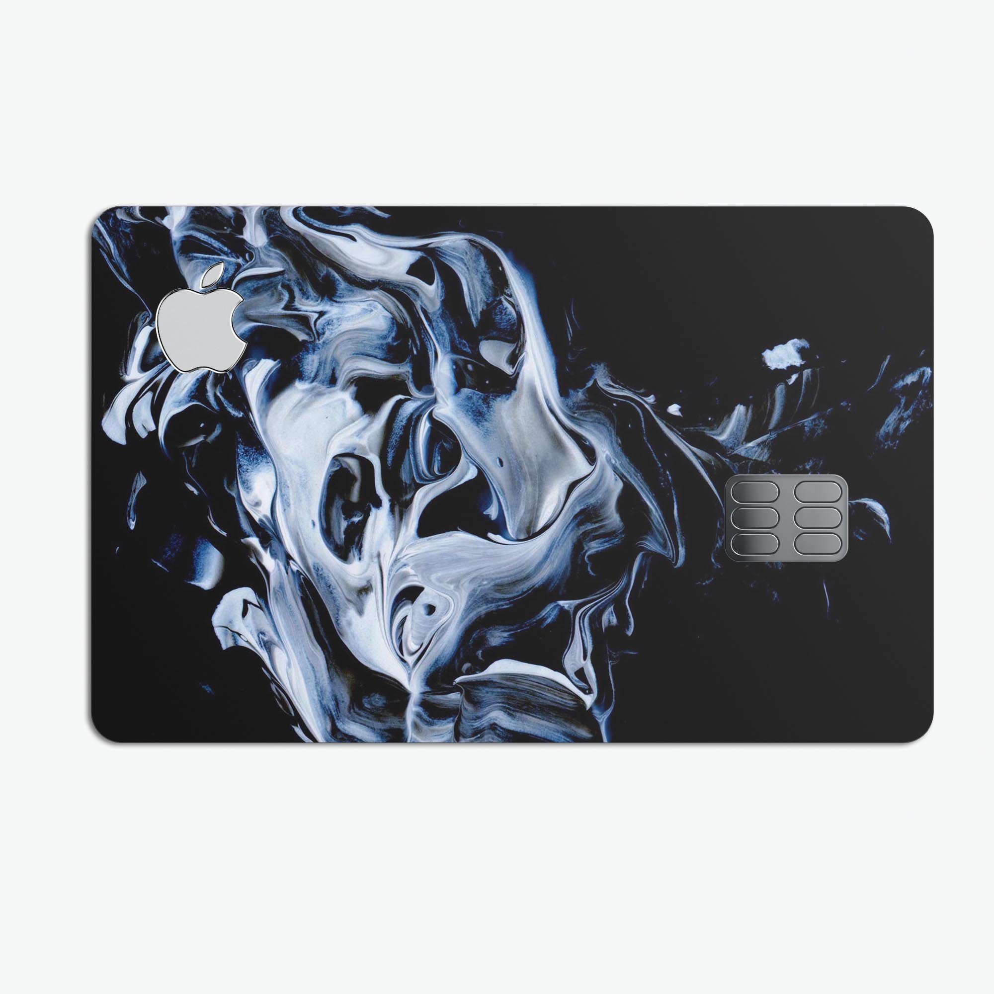 Liquid Abstract Paint V77 skin kit for Apple Card, showcasing premium vinyl design with ultra-gloss and soft-matte finish options.