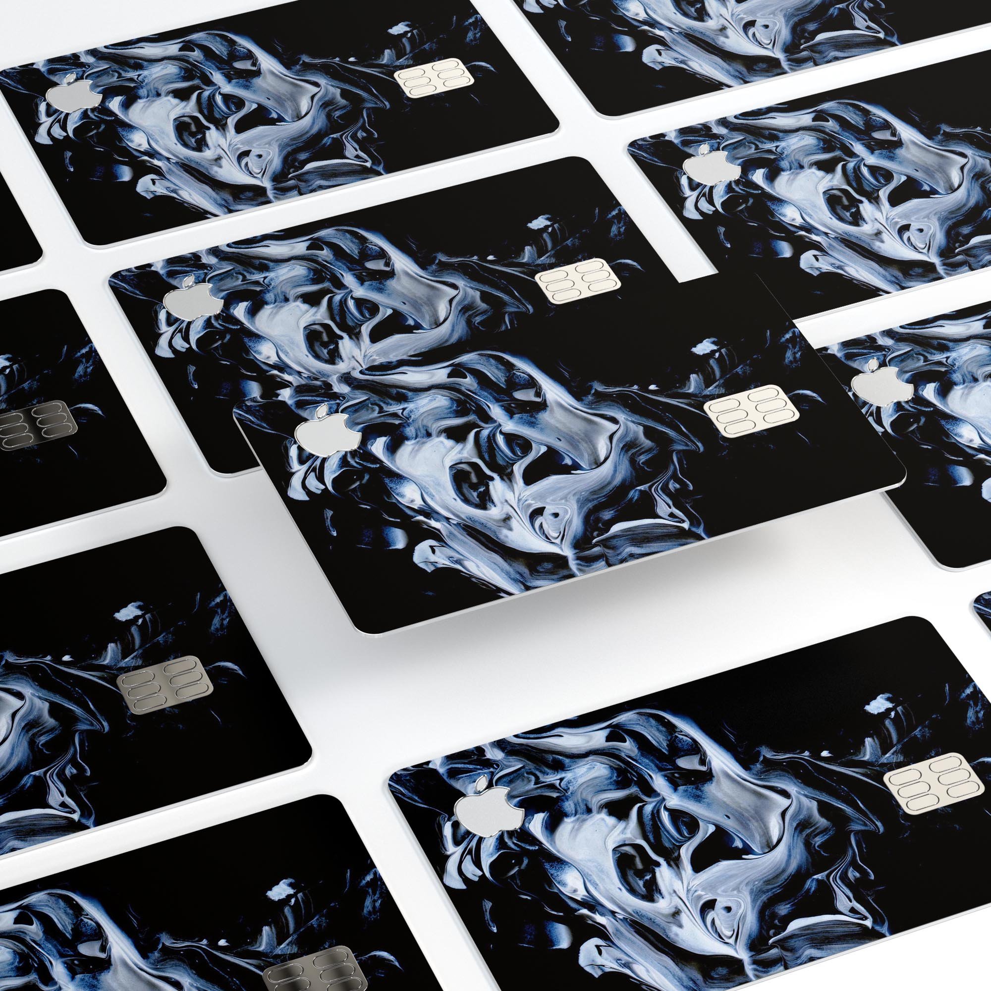 Liquid Abstract Paint V77 skin kit for Apple Card, showcasing premium vinyl design with ultra-gloss and soft-matte finish options.