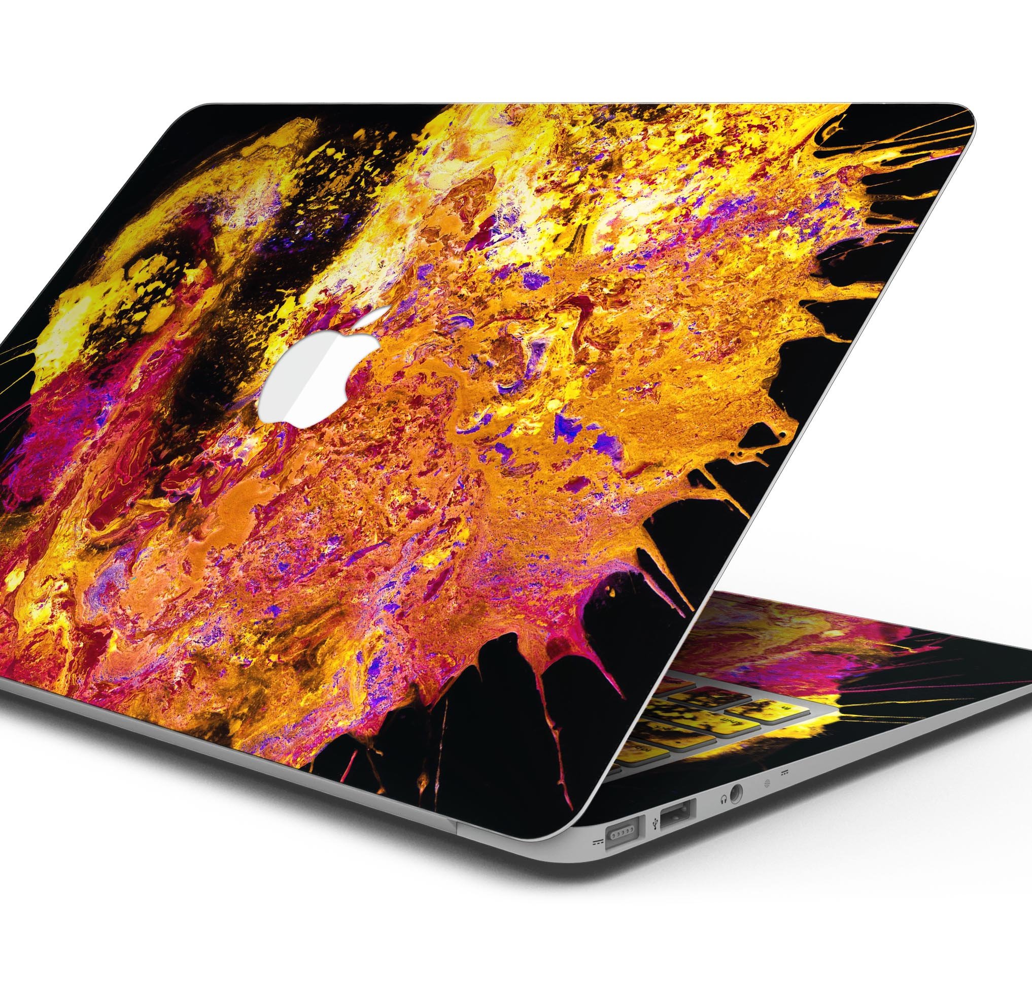 Liquid Abstract Paint V7 skin decal wrap kit for Apple MacBook, showcasing vibrant colors and a sleek design.