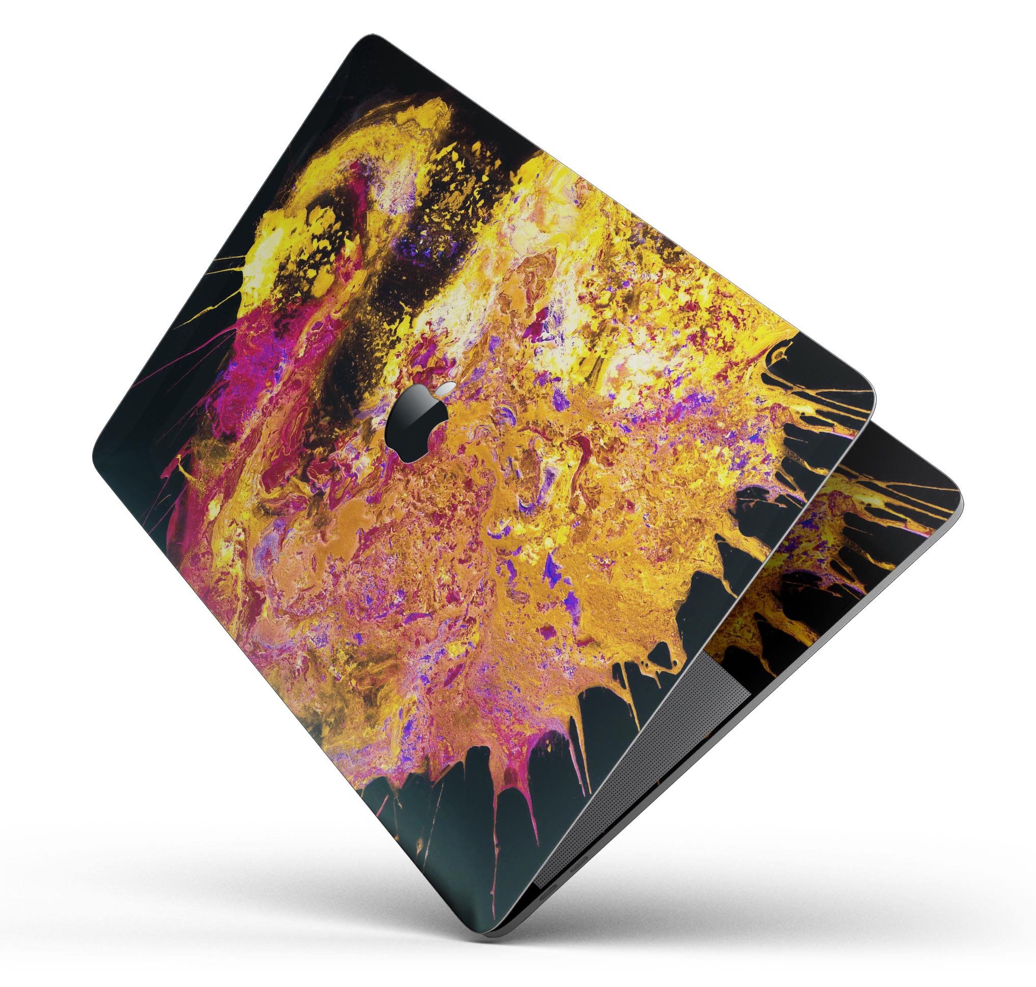 Liquid Abstract Paint V7 skin decal wrap kit for Apple MacBook, showcasing vibrant colors and a sleek design.