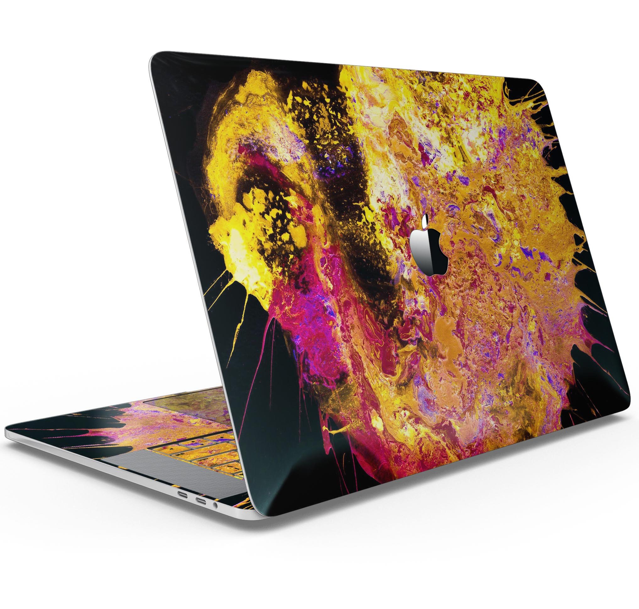 Liquid Abstract Paint V7 skin decal wrap kit for Apple MacBook, showcasing vibrant colors and a sleek design.