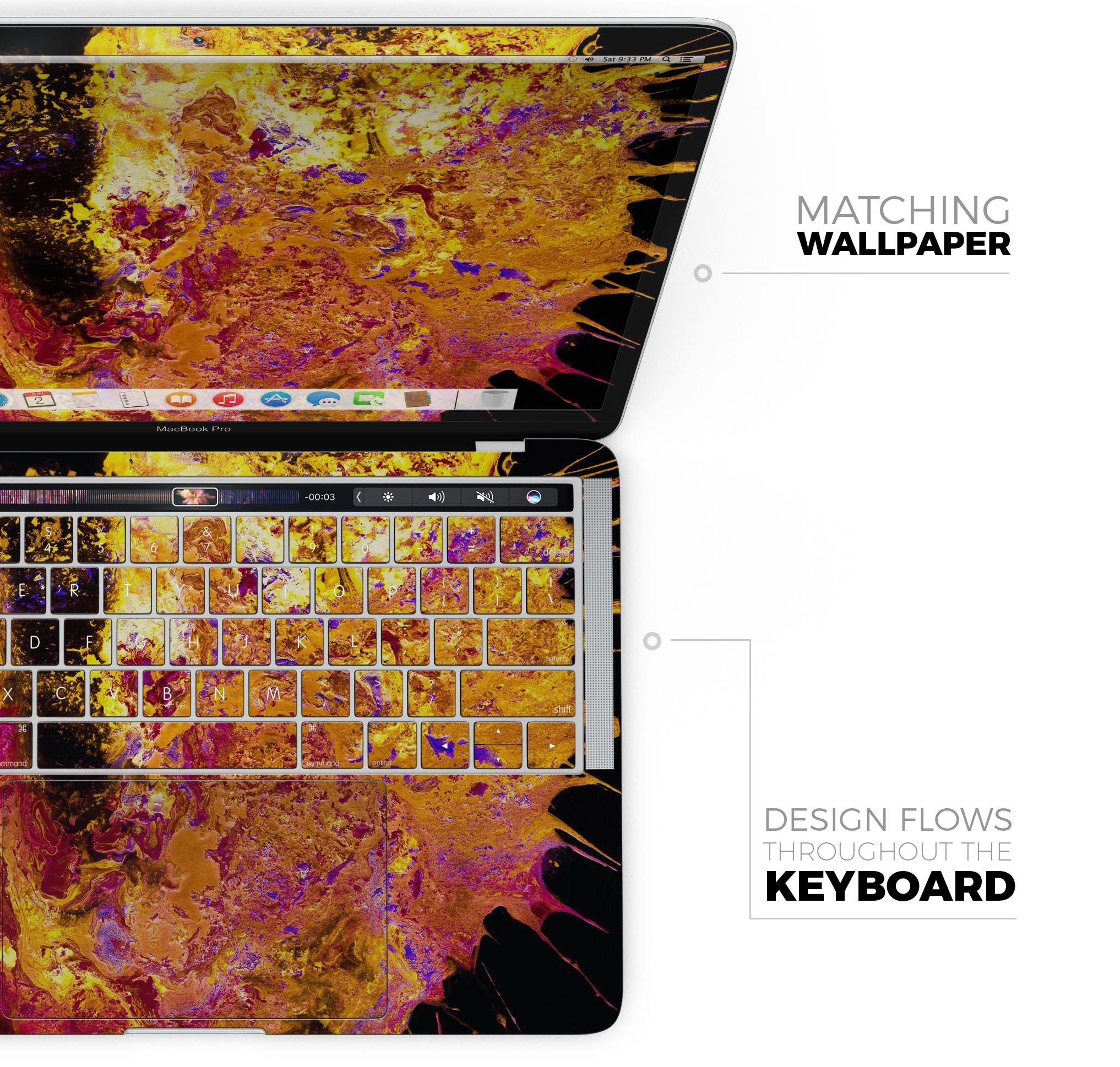 Liquid Abstract Paint V7 skin decal wrap kit for Apple MacBook, showcasing vibrant colors and a sleek design.