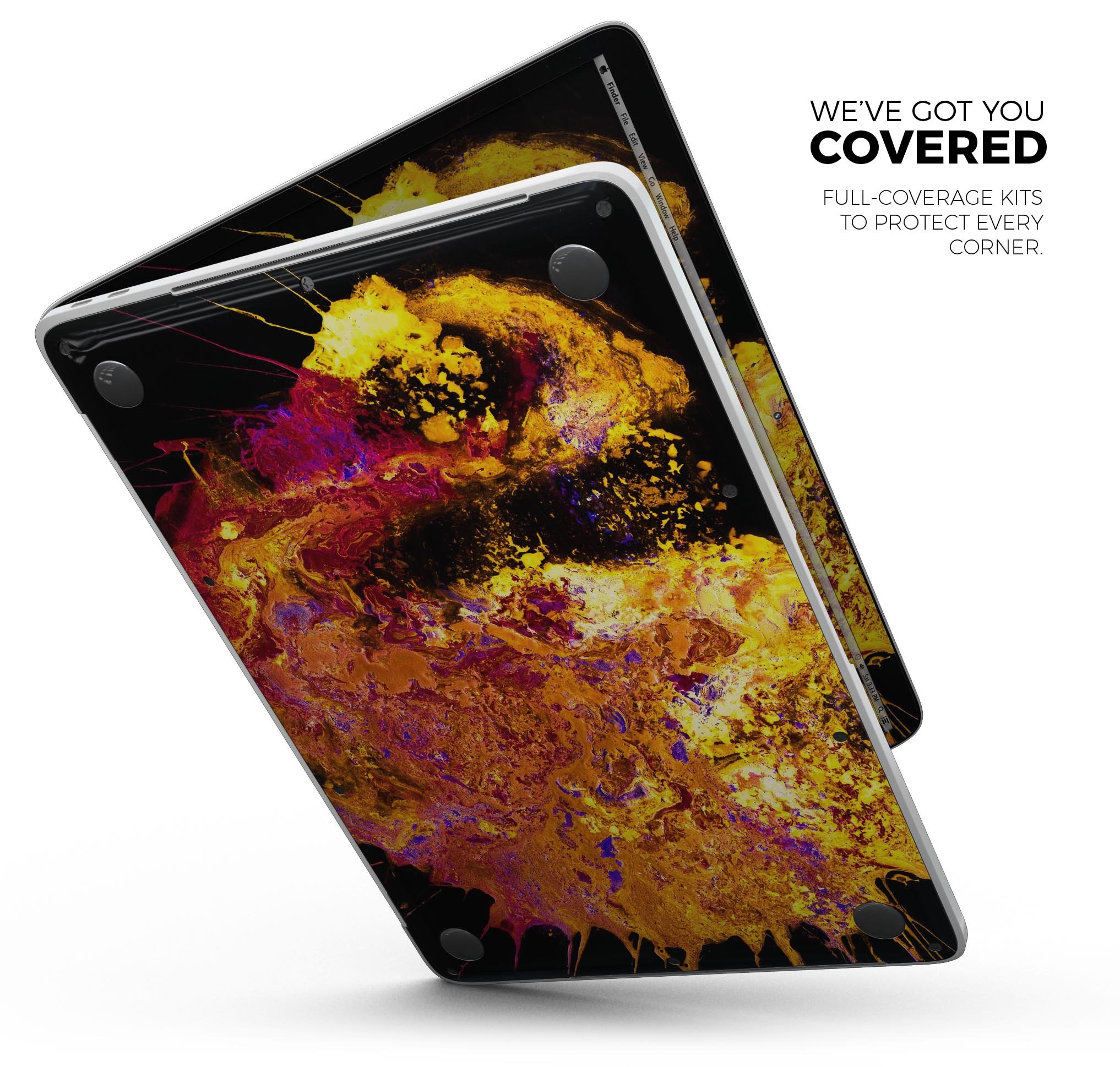 Liquid Abstract Paint V7 skin decal wrap kit for Apple MacBook, showcasing vibrant colors and a sleek design.