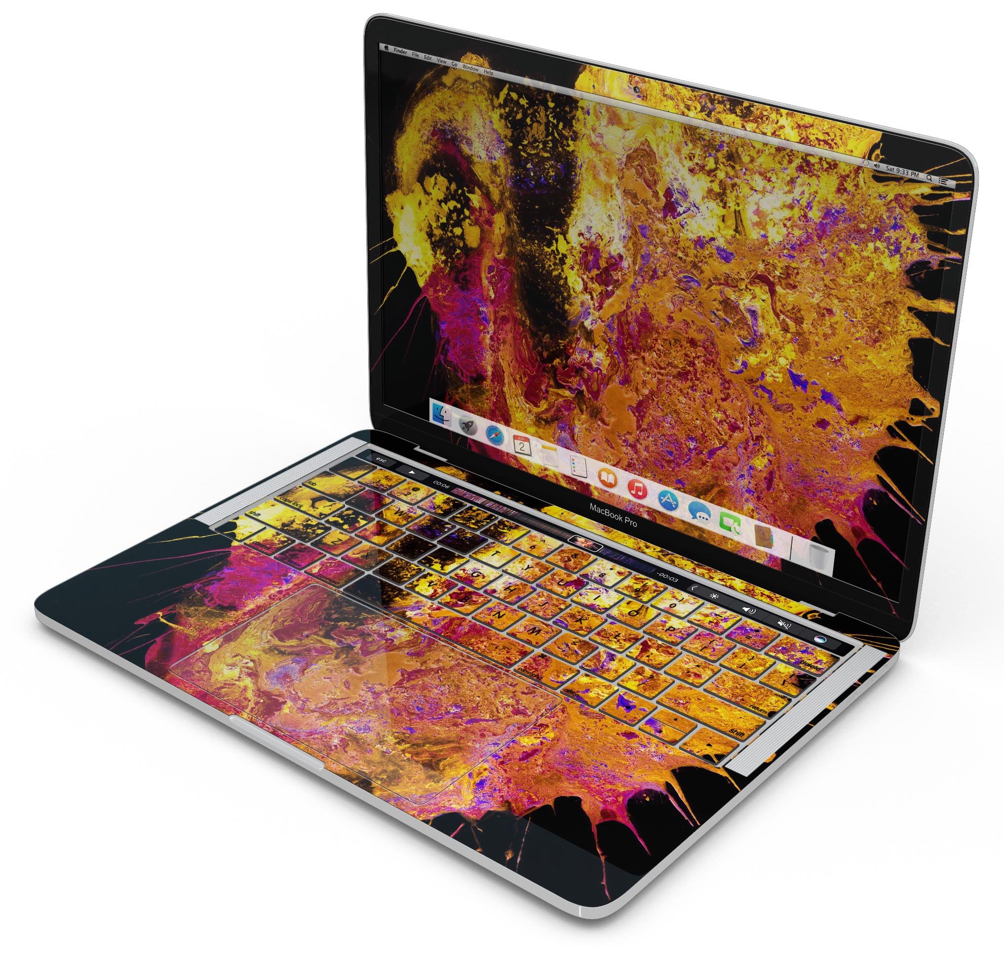 Liquid Abstract Paint V7 skin decal wrap kit for Apple MacBook, showcasing vibrant colors and a sleek design.