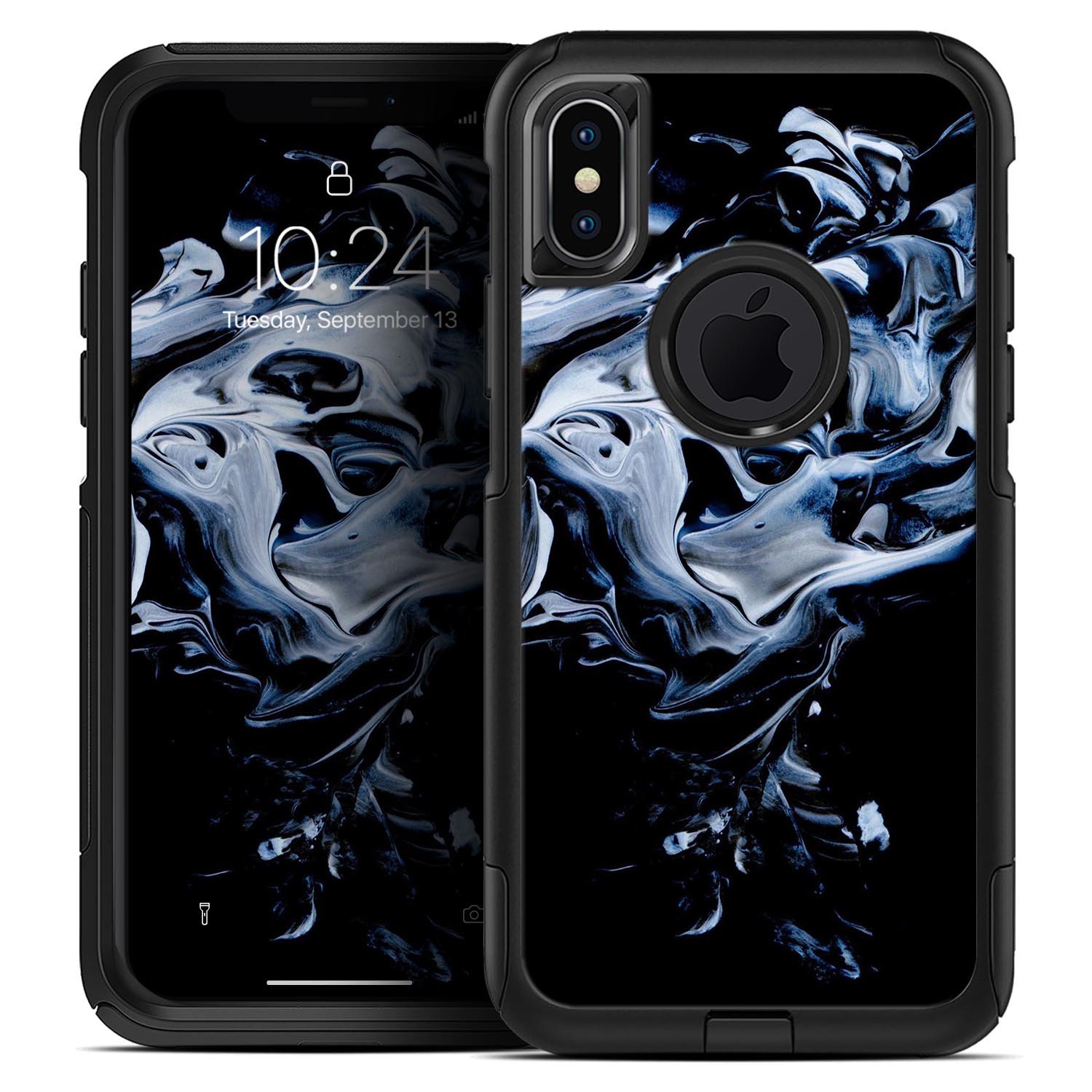 Liquid Abstract Paint V77 Skin Kit for iPhone OtterBox Cases featuring vibrant abstract designs and premium 3M materials.