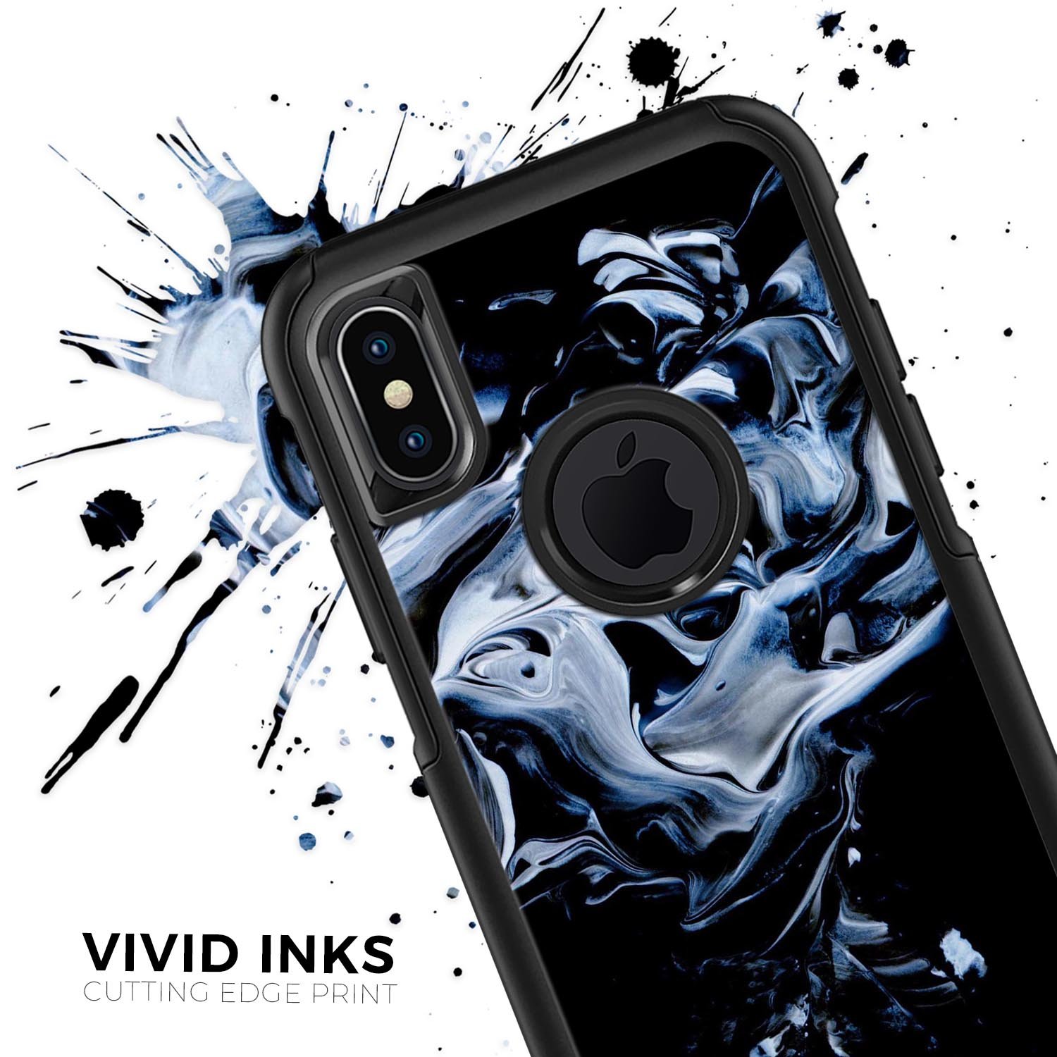 Liquid Abstract Paint V77 Skin Kit for iPhone OtterBox Cases featuring vibrant abstract designs and premium 3M materials.