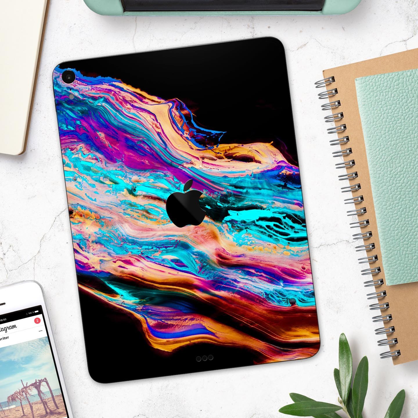 Liquid Abstract Paint V71 skin decal for Apple iPad, showcasing vibrant abstract design and premium 3M material.