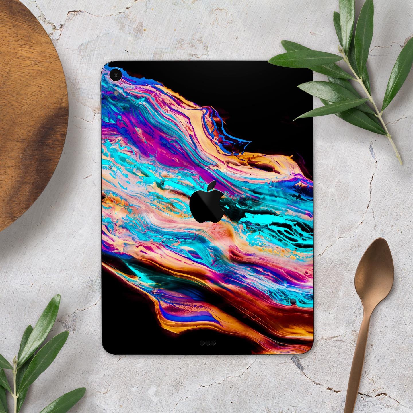 Liquid Abstract Paint V71 skin decal for Apple iPad, showcasing vibrant abstract design and premium 3M material.