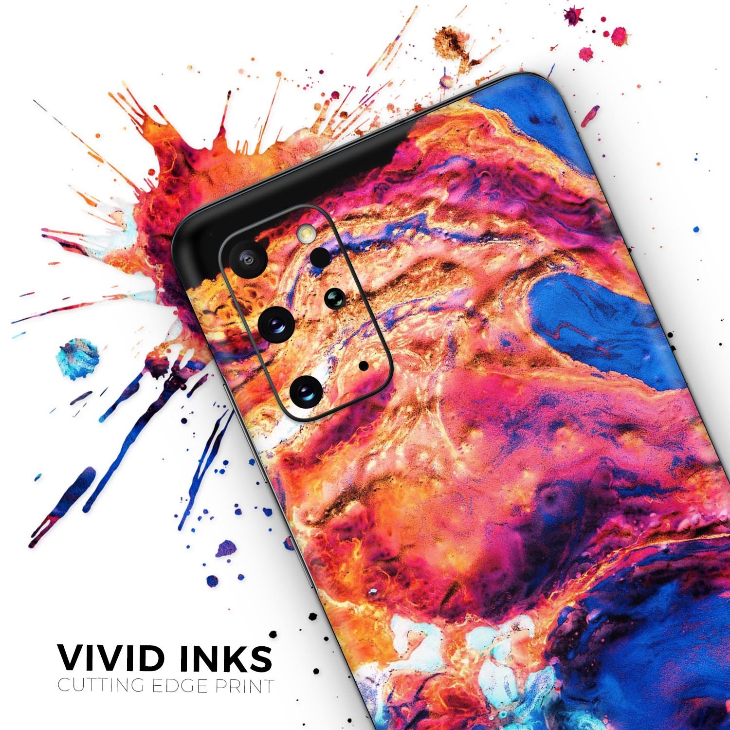 Liquid Abstract Paint V72 Skin-Kit for Samsung Galaxy S-Series, showcasing vibrant colors and a sleek design.