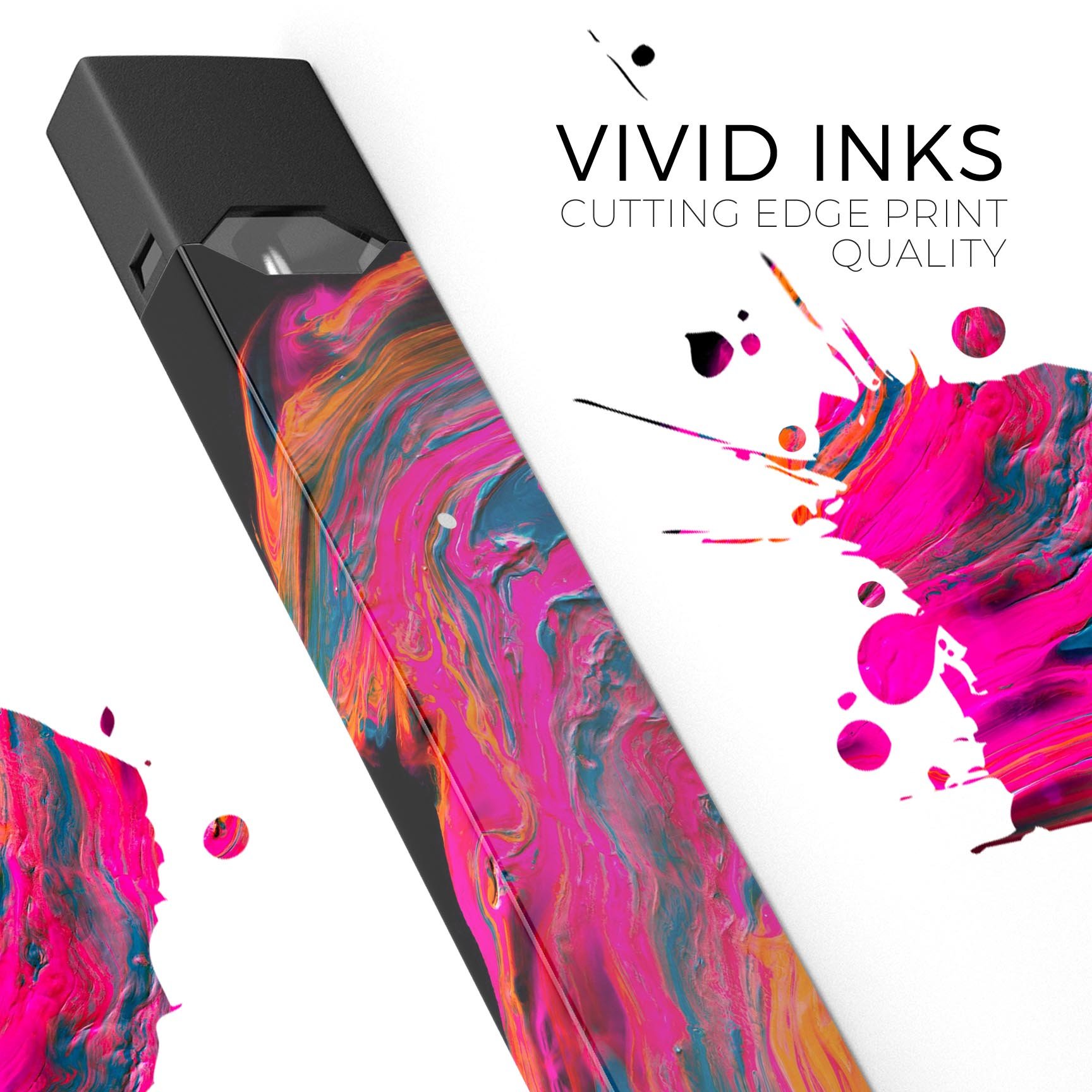 Liquid Abstract Paint V73 skin-wrap sticker designed for JUUL vaping device, featuring vibrant abstract design and protective layers.