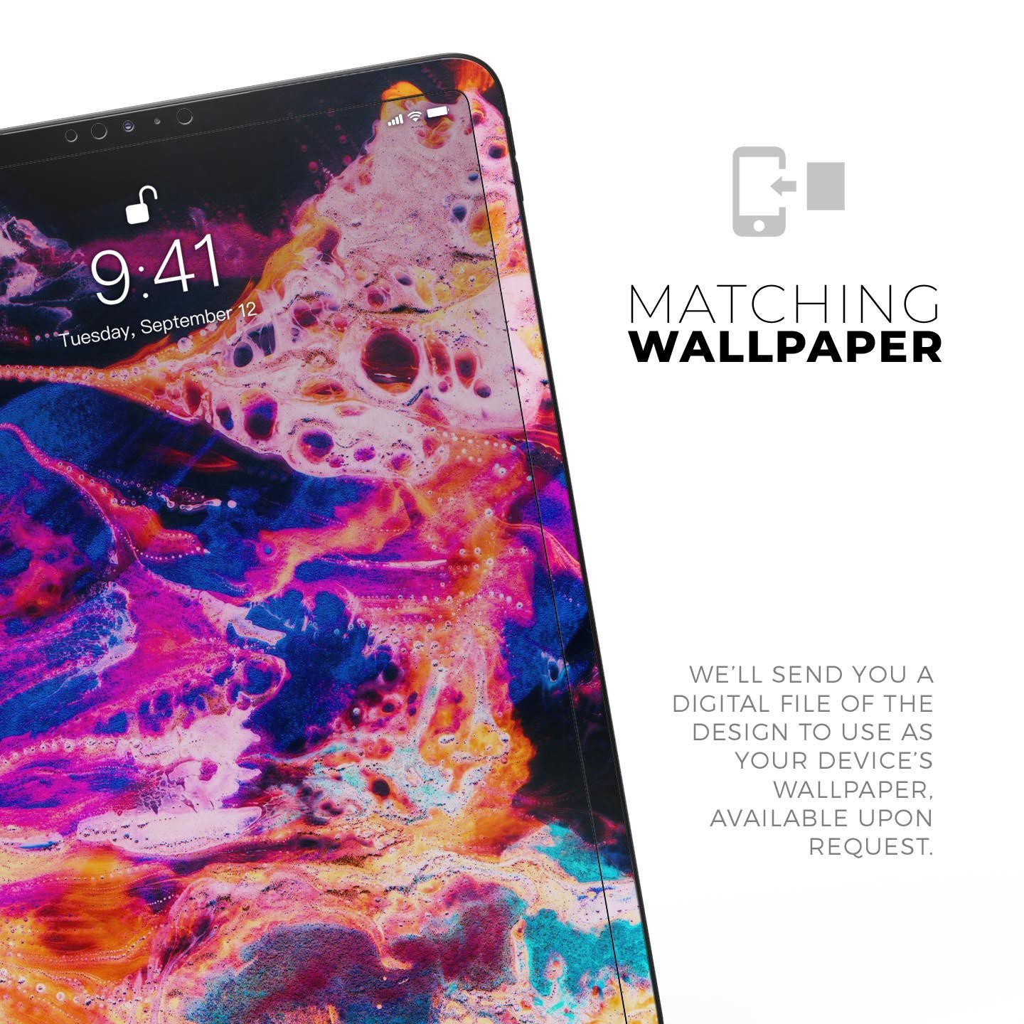 Liquid Abstract Paint V74 skin decal for Apple iPad, showcasing vibrant abstract design and premium 3M material.