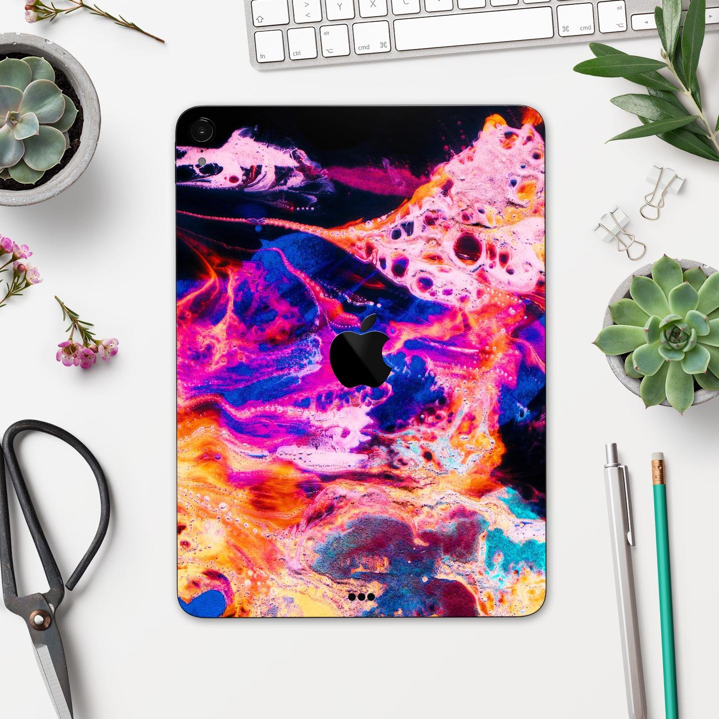 Liquid Abstract Paint V74 skin decal for Apple iPad, showcasing vibrant abstract design and premium 3M material.