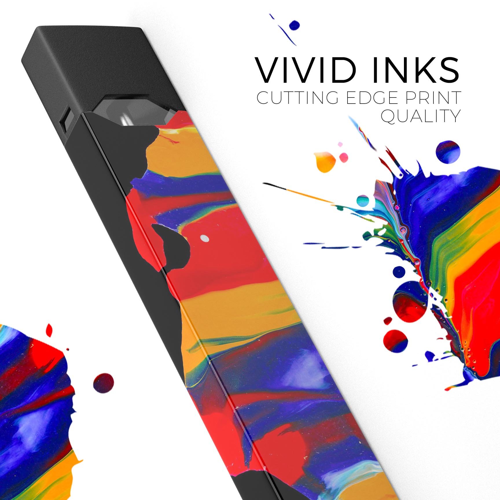 Liquid Abstract Paint V75 skin-wrap sticker designed for JUUL vaping device, showcasing vibrant abstract design and protective features.