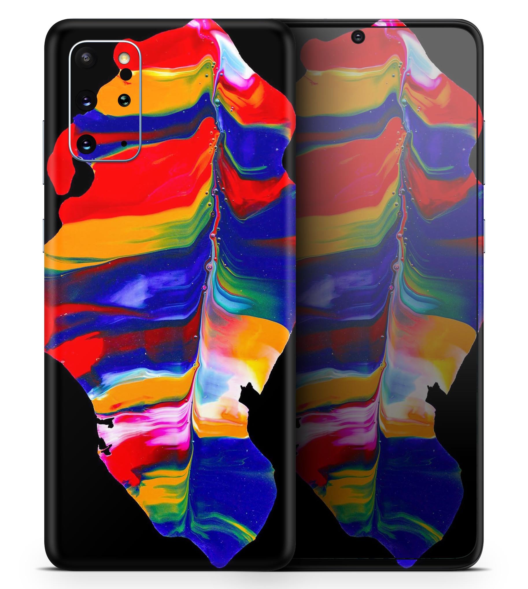 Liquid Abstract Paint V75 skin for Samsung Galaxy S-Series, showcasing vibrant design and premium vinyl material.